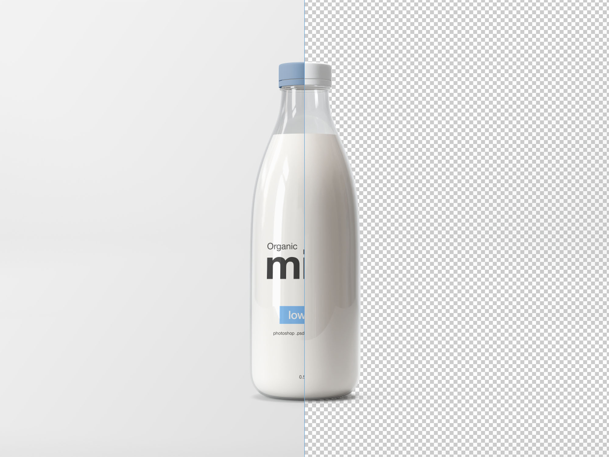 精美的牛奶玻璃瓶样机PSD模板 Milk Glass Bottle Mockup_img_1