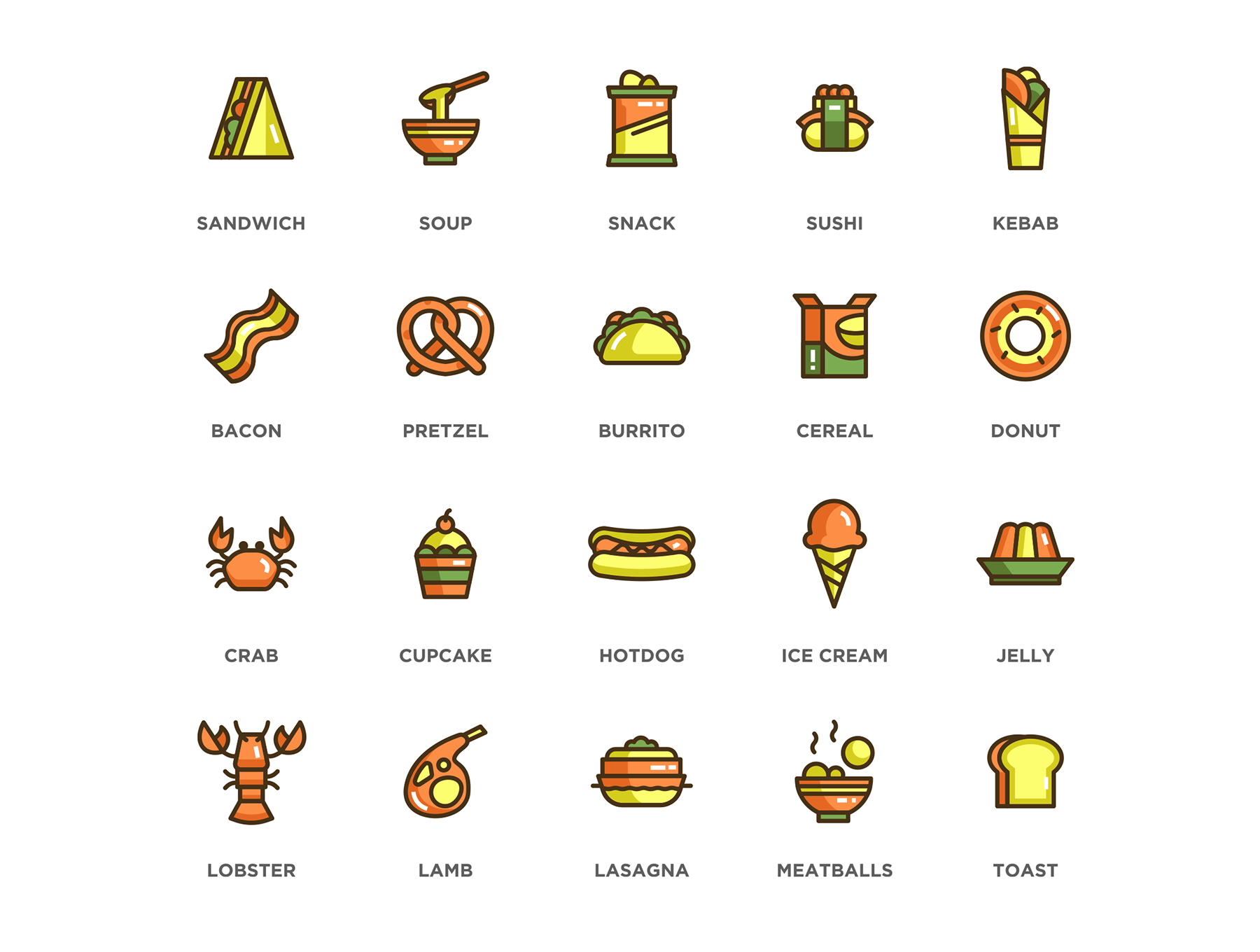 100款食物和饮料矢量图标 100 Food & Drinks Icons_img_1