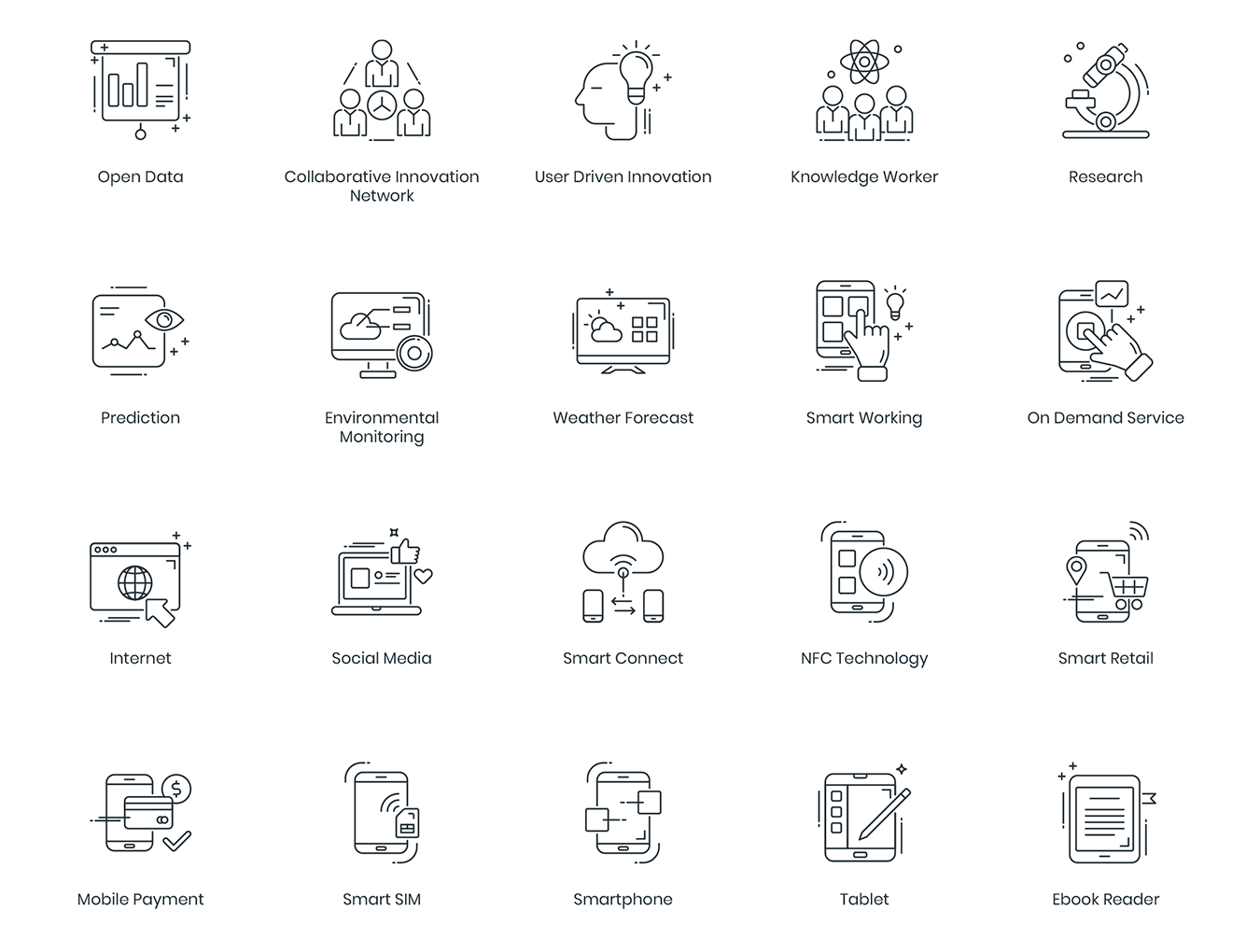 88个智能技术线矢量图标 88 Smart Technology Line Icons_img_1