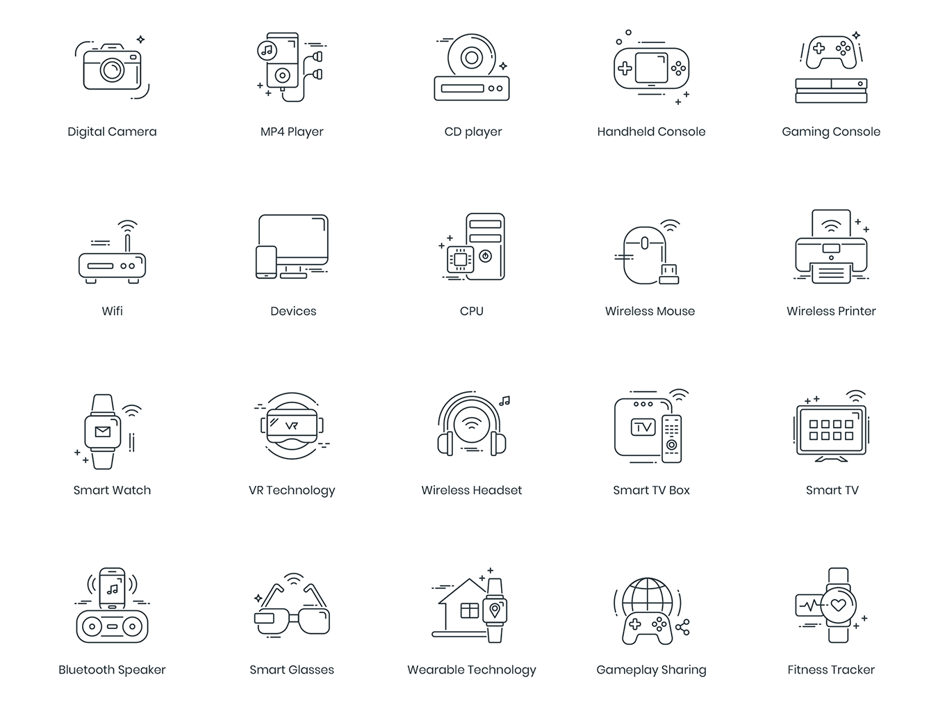 88个智能技术线矢量图标 88 Smart Technology Line Icons_img_1