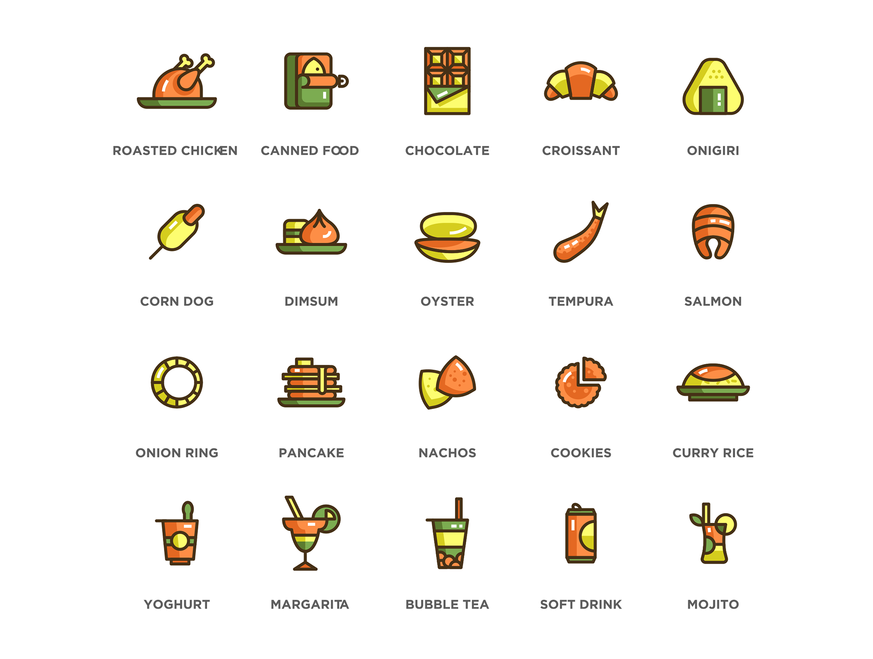 100款食物和饮料矢量图标 100 Food & Drinks Icons_img_1