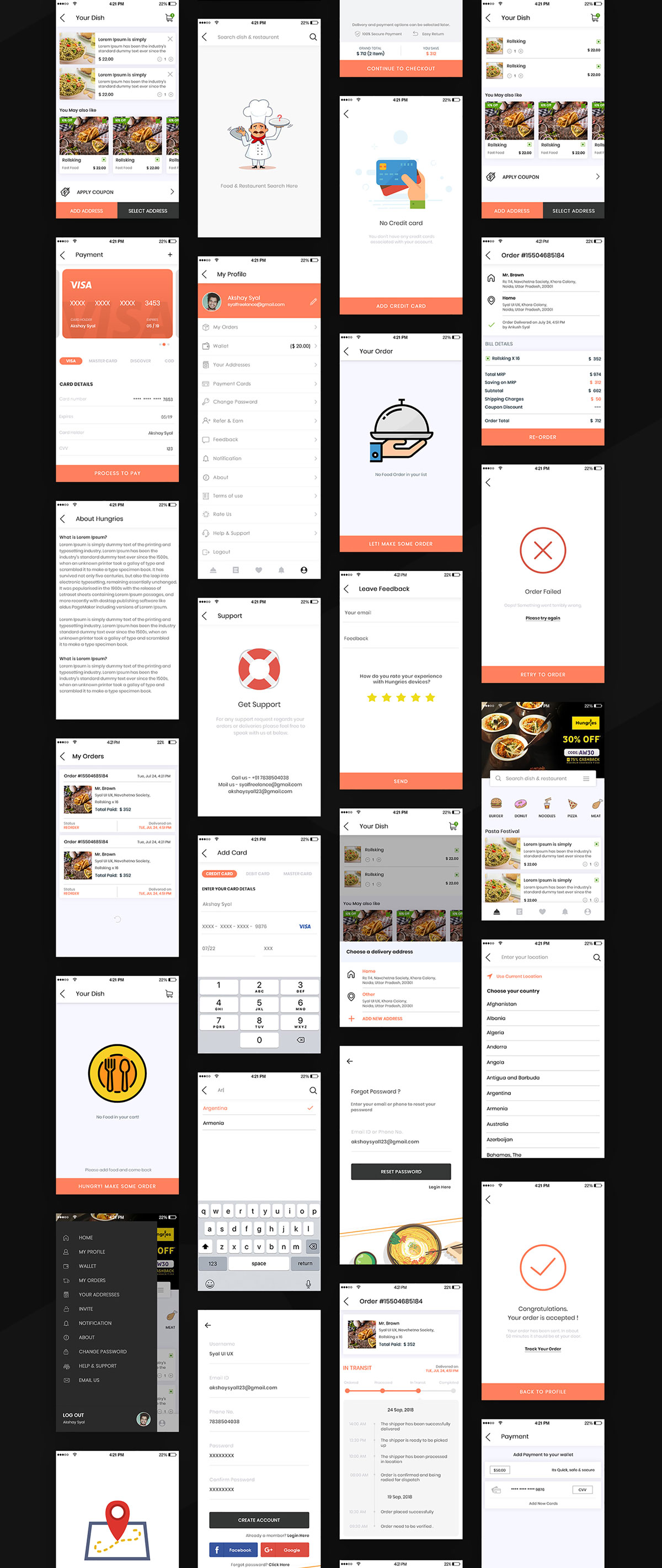 高质量的餐厅在线订餐外卖APP UI工具包 Hungries UI Kit_img_1