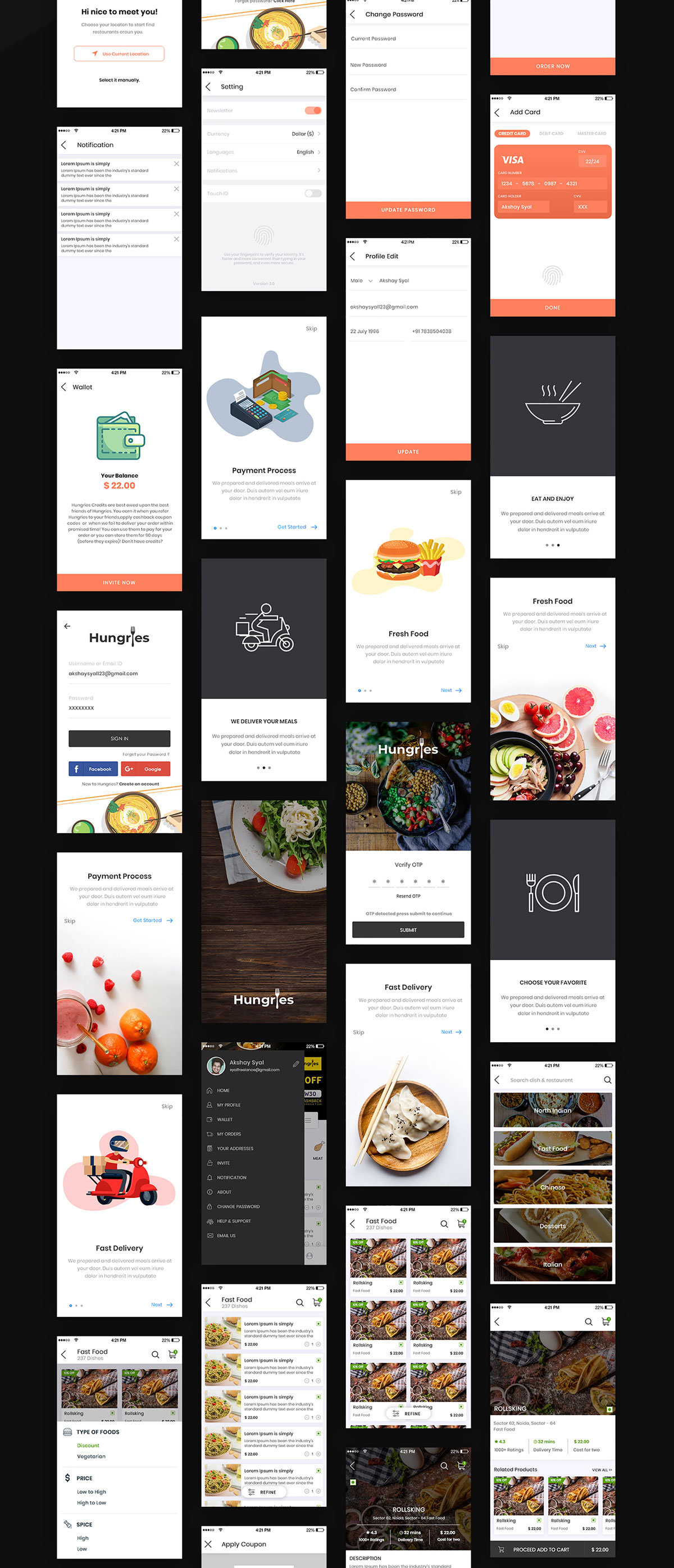 高质量的餐厅在线订餐外卖APP UI工具包 Hungries UI Kit_img_1