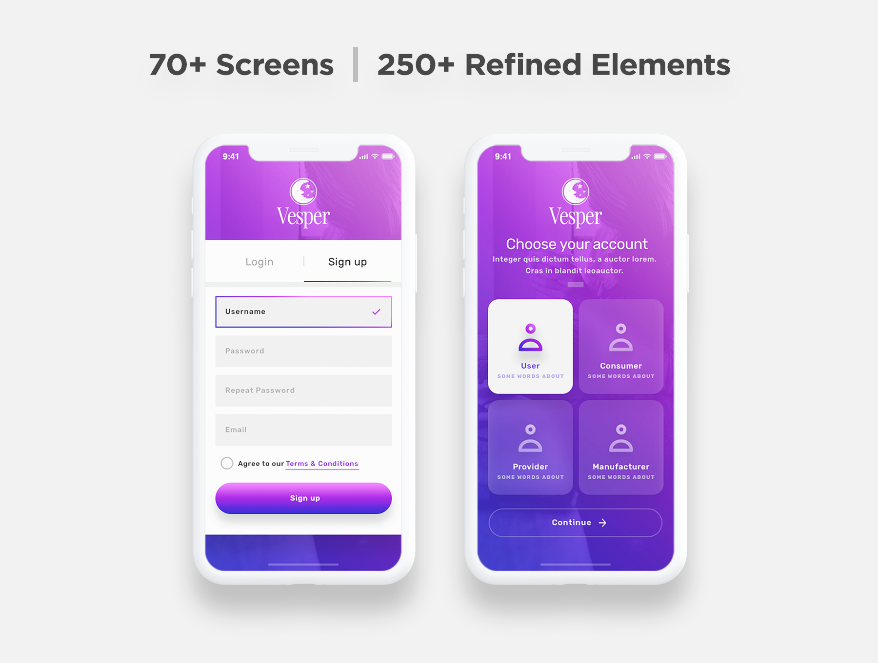 现代精美功能丰富的仪表板和管理iOS APP UI套件 Vesper - Dashboard iOS UI Kit_img_1