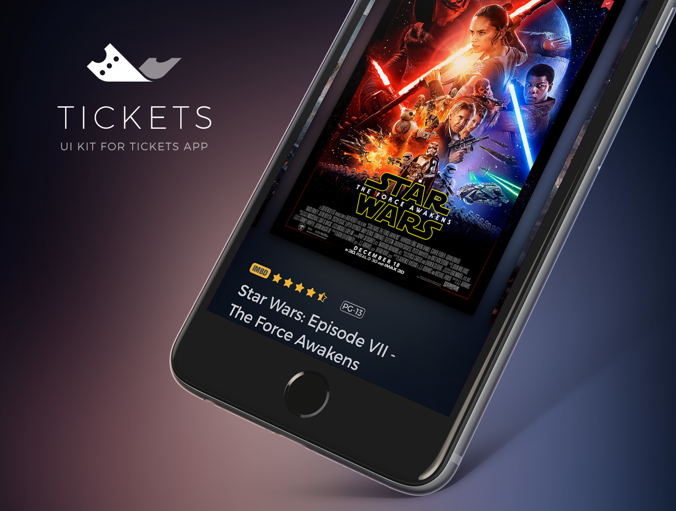 电影在线订票系统APP UI工具包 Cinema Tickets UI Kit_img_1