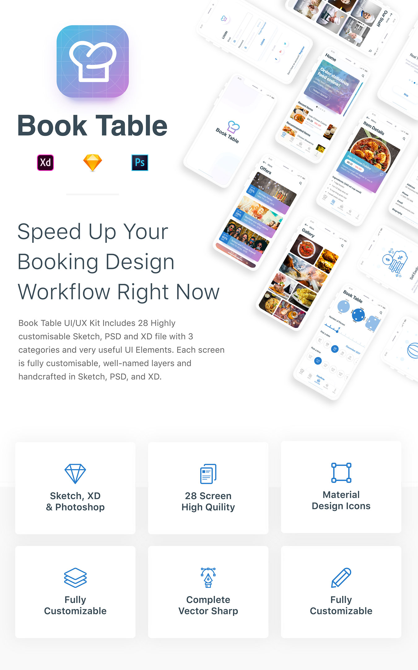 28个餐厅订餐平台iOS APP UI套件 BookTable App UI Kit_img_2