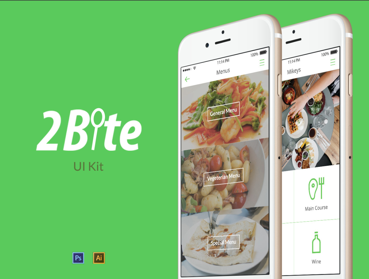 简约咖啡厅餐厅网上订餐APP UI套件 2Bite UI Kit_img_2