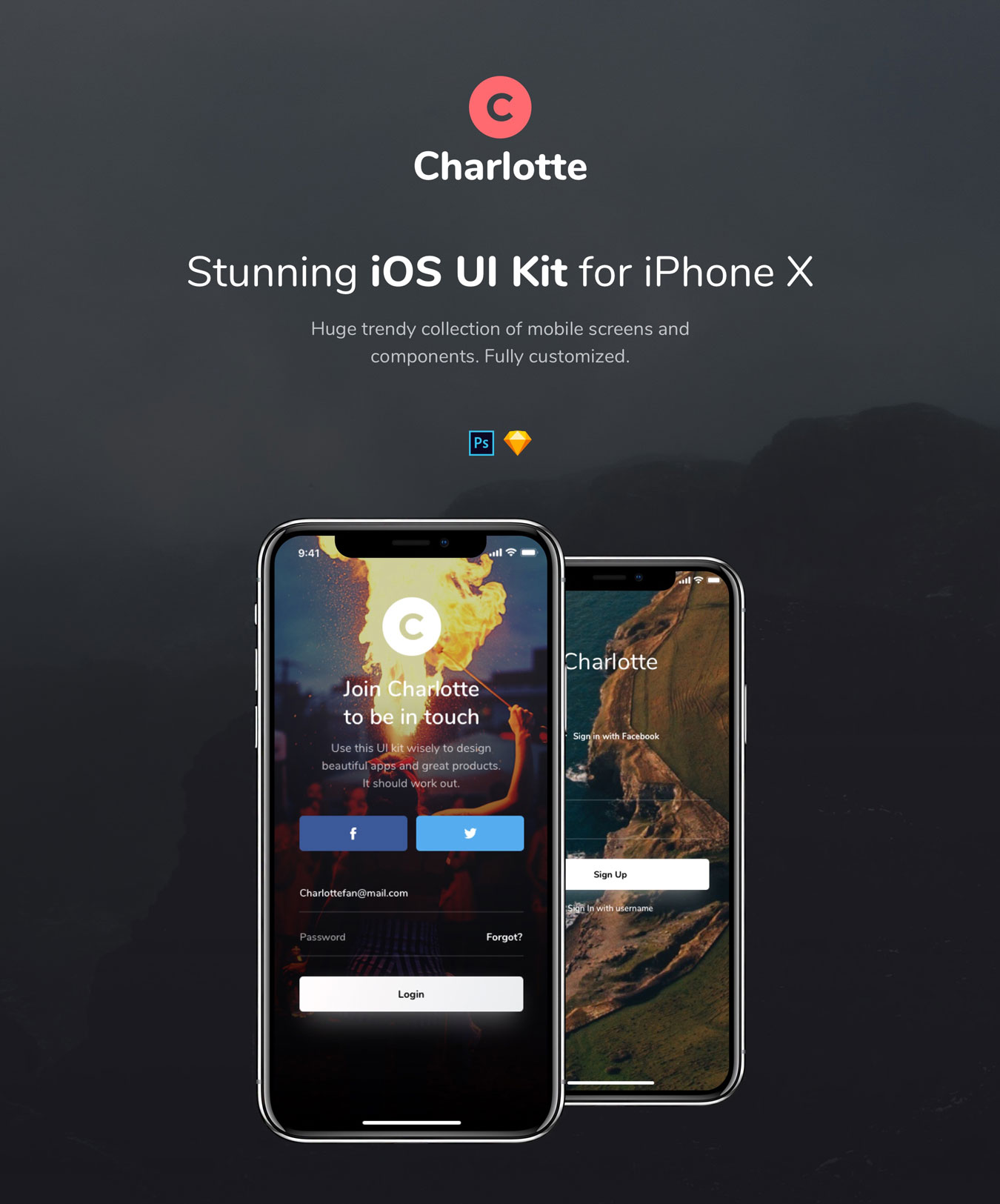 时尚的社交博客商城iPhone X iOS APP UI套件 Charlotte iOS UI Kit_img_2