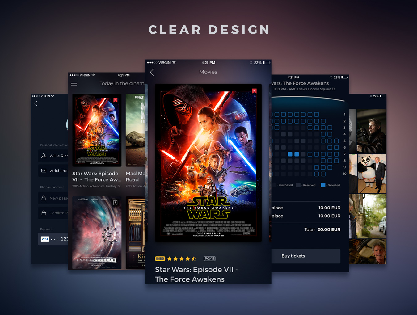 电影在线订票系统APP UI工具包 Cinema Tickets UI Kit_img_1