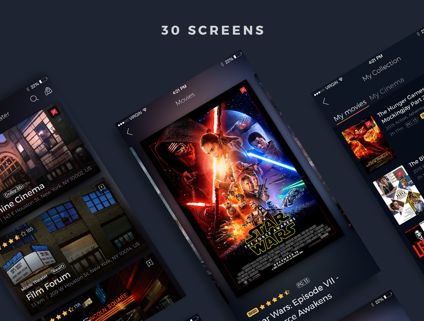 电影在线订票系统APP UI工具包 Cinema Tickets UI Kit_img_1