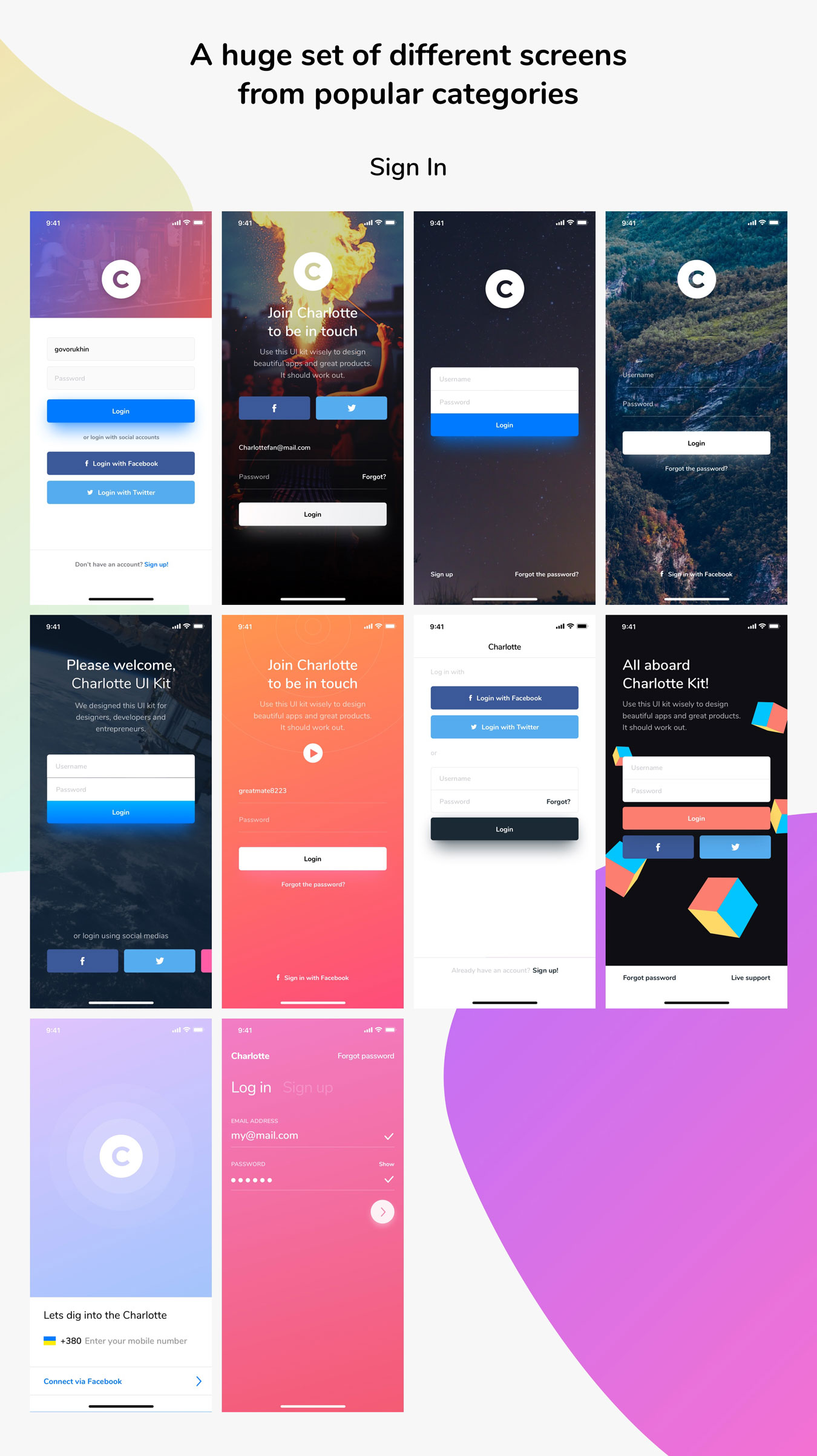 时尚的社交博客商城iPhone X iOS APP UI套件 Charlotte iOS UI Kit_img_2