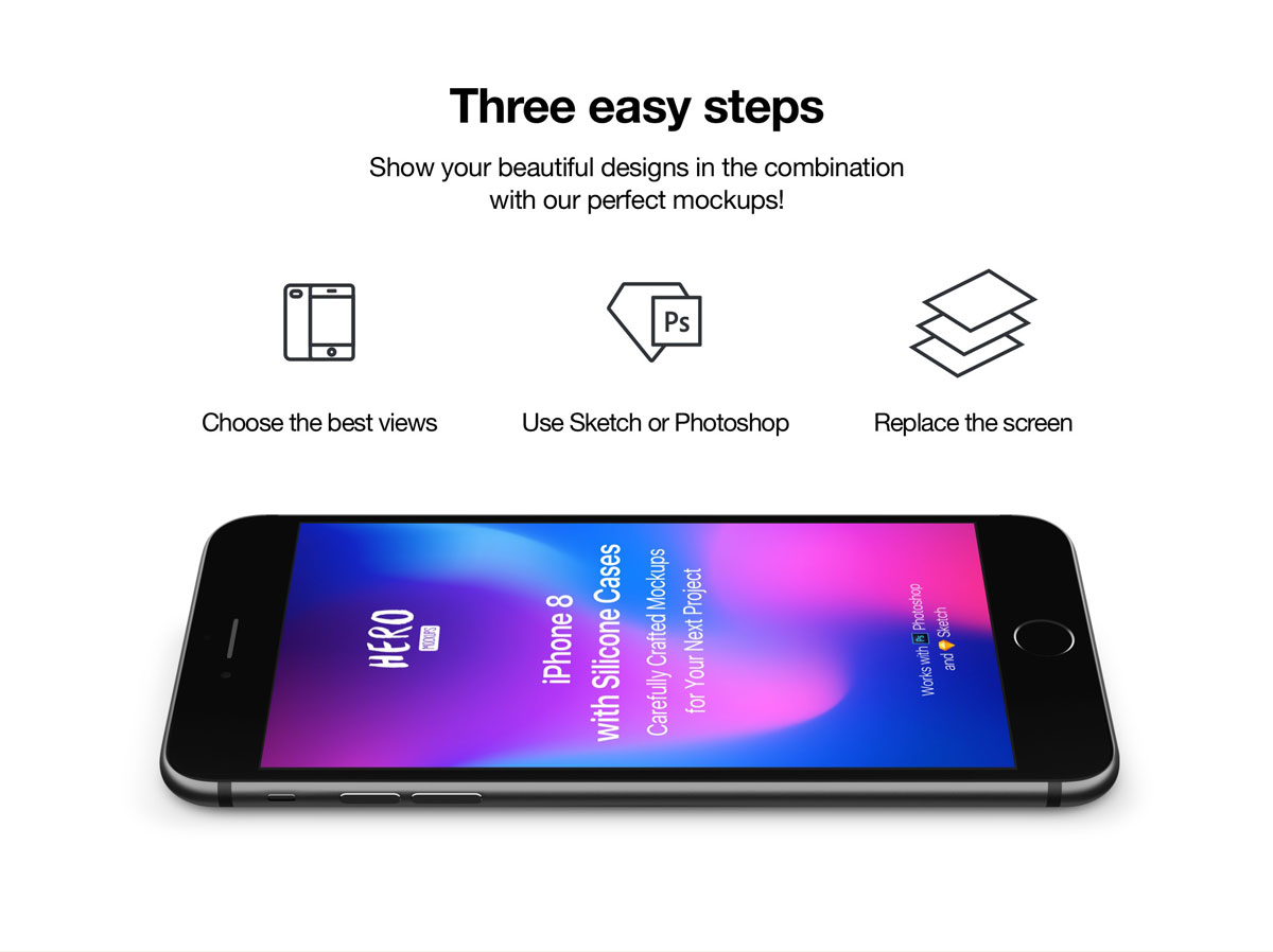 手机应用程序设计提案高分辨率iPhone 8展示样机 HERO iPhone 8 Mockups_img_2