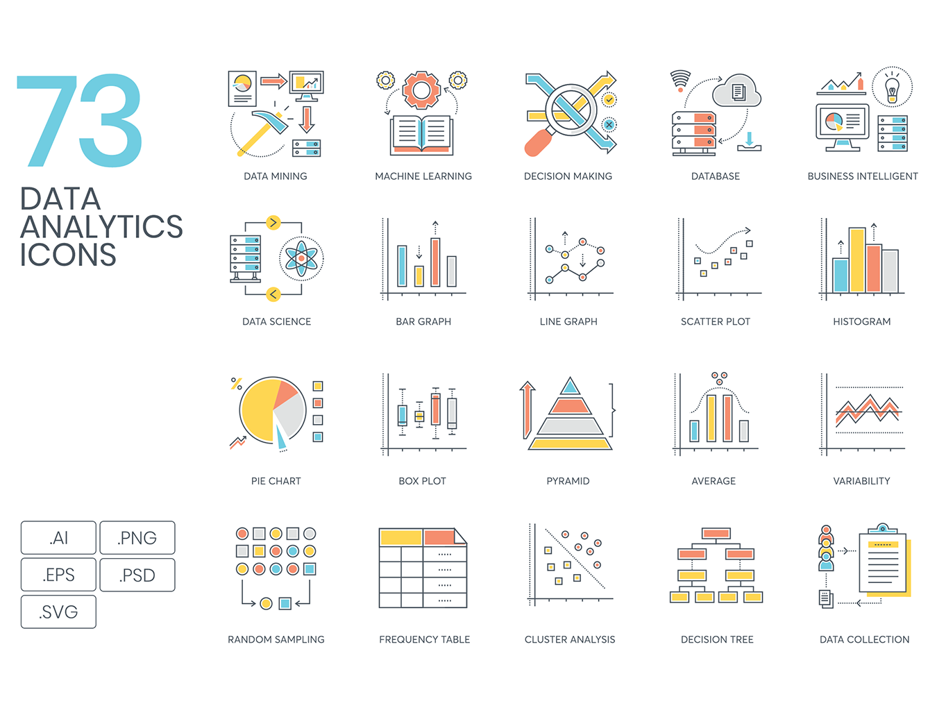 73个精美制作的数据分析图标集 73 Data Analytics Icons_img_2