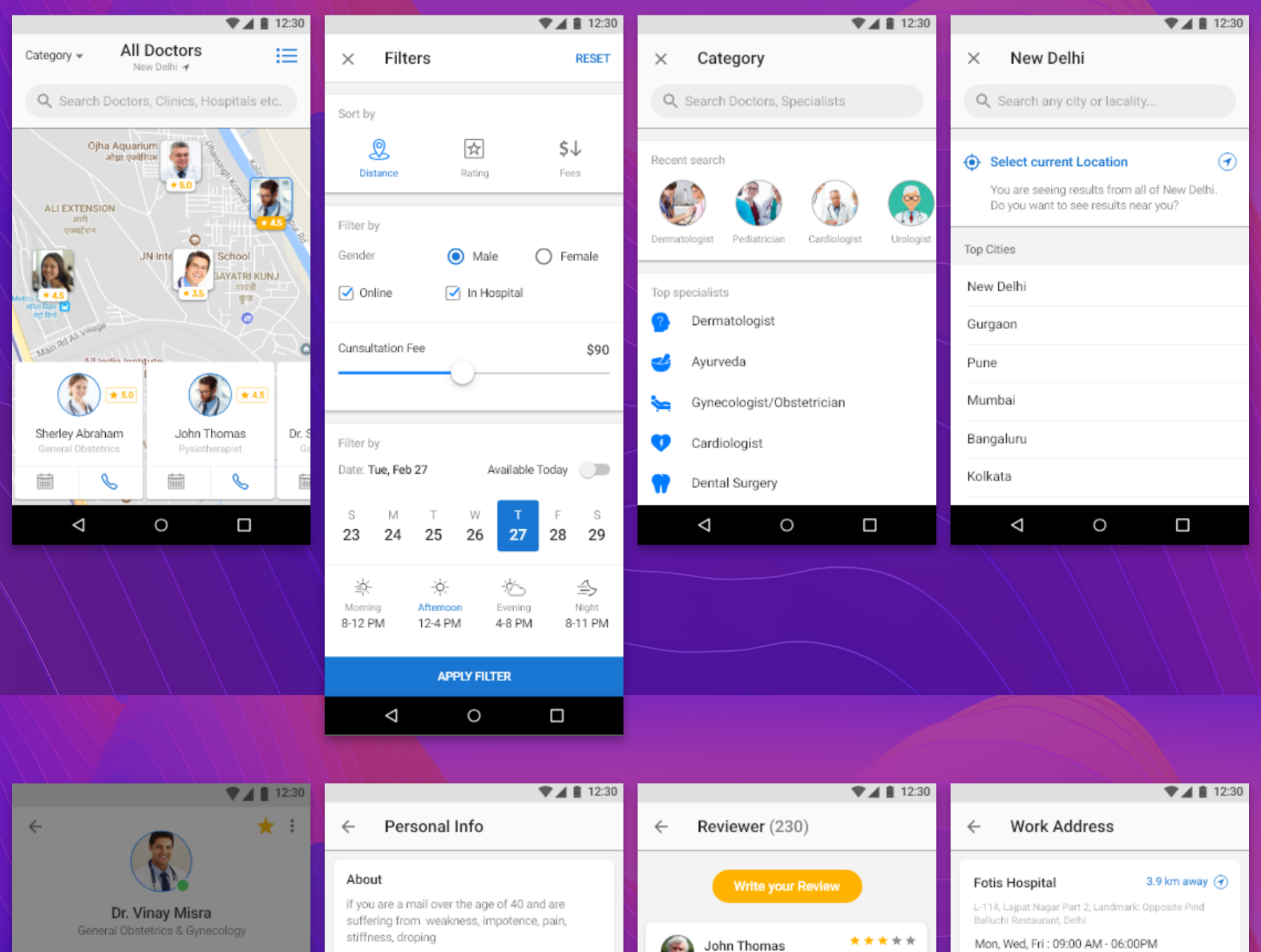 精美的在线咨询平台保健医疗Android APP UI套件 Healthcare medical UI Kit_img_2