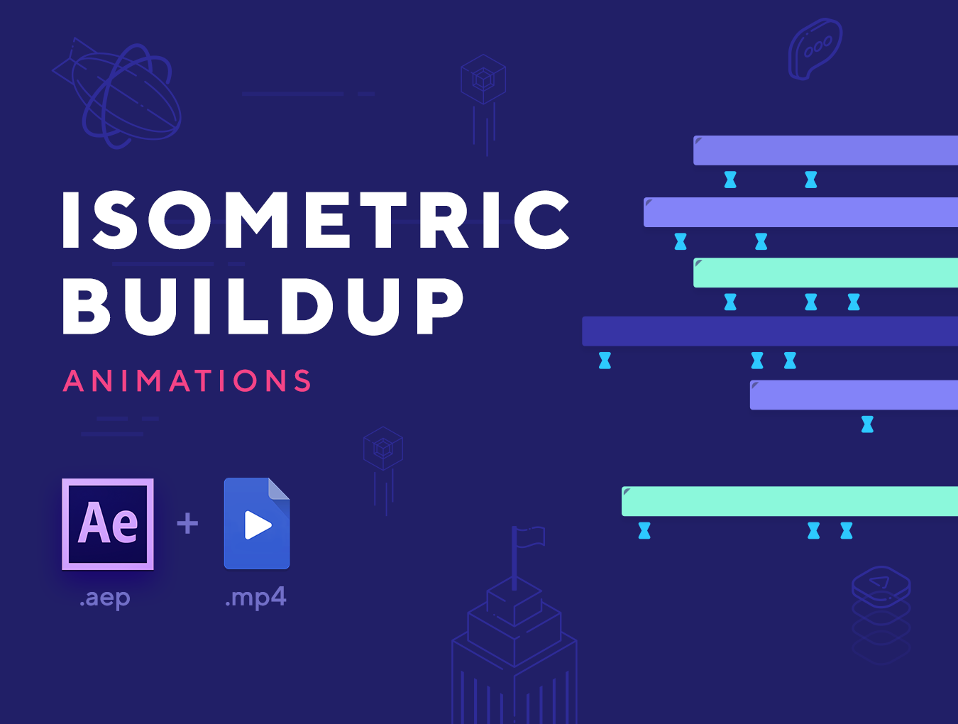 7种等距轮廓AE动画的集合 Isometric Buildup Animations_img_2