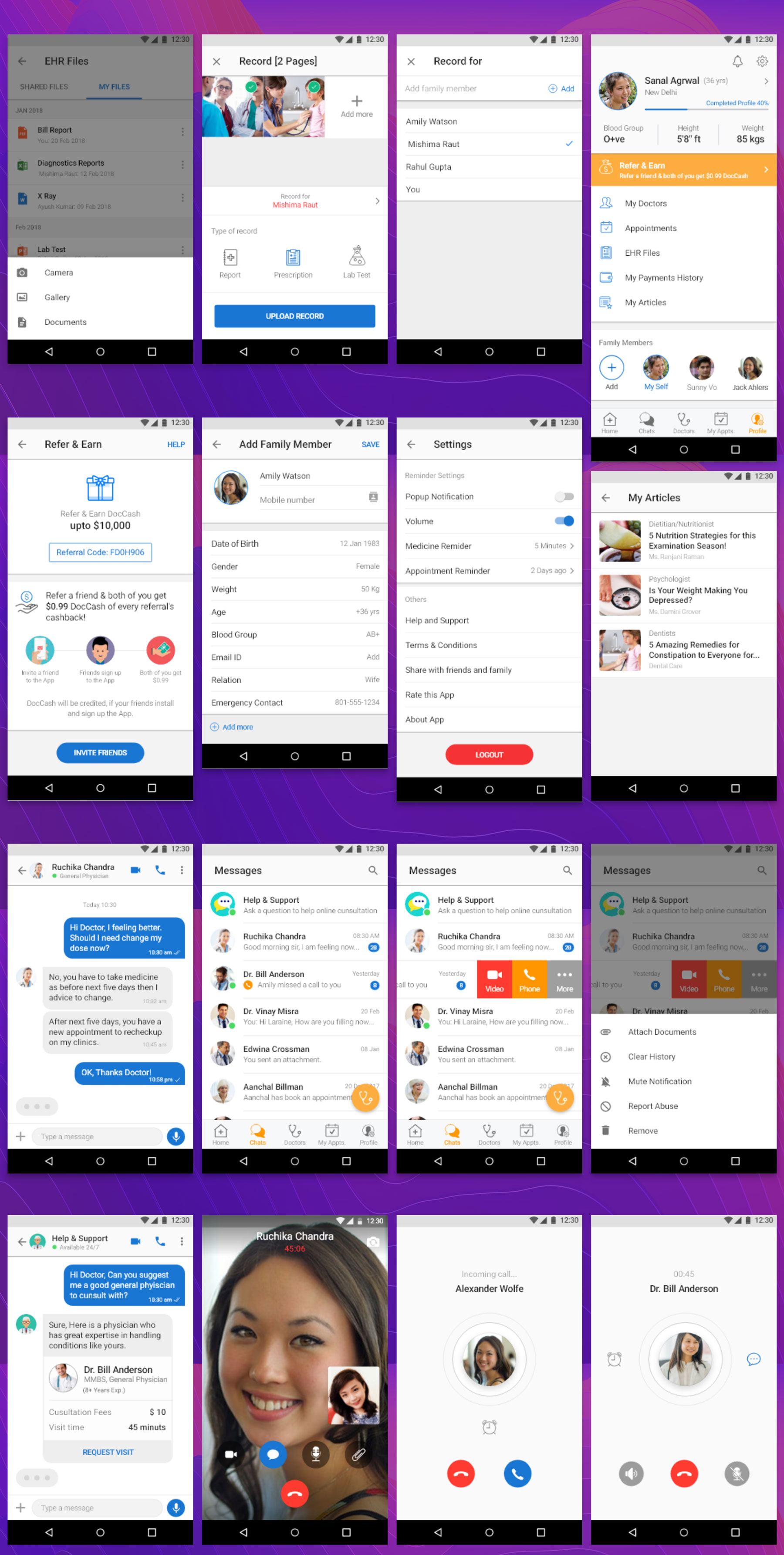 精美的在线咨询平台保健医疗Android APP UI套件 Healthcare medical UI Kit_img_2