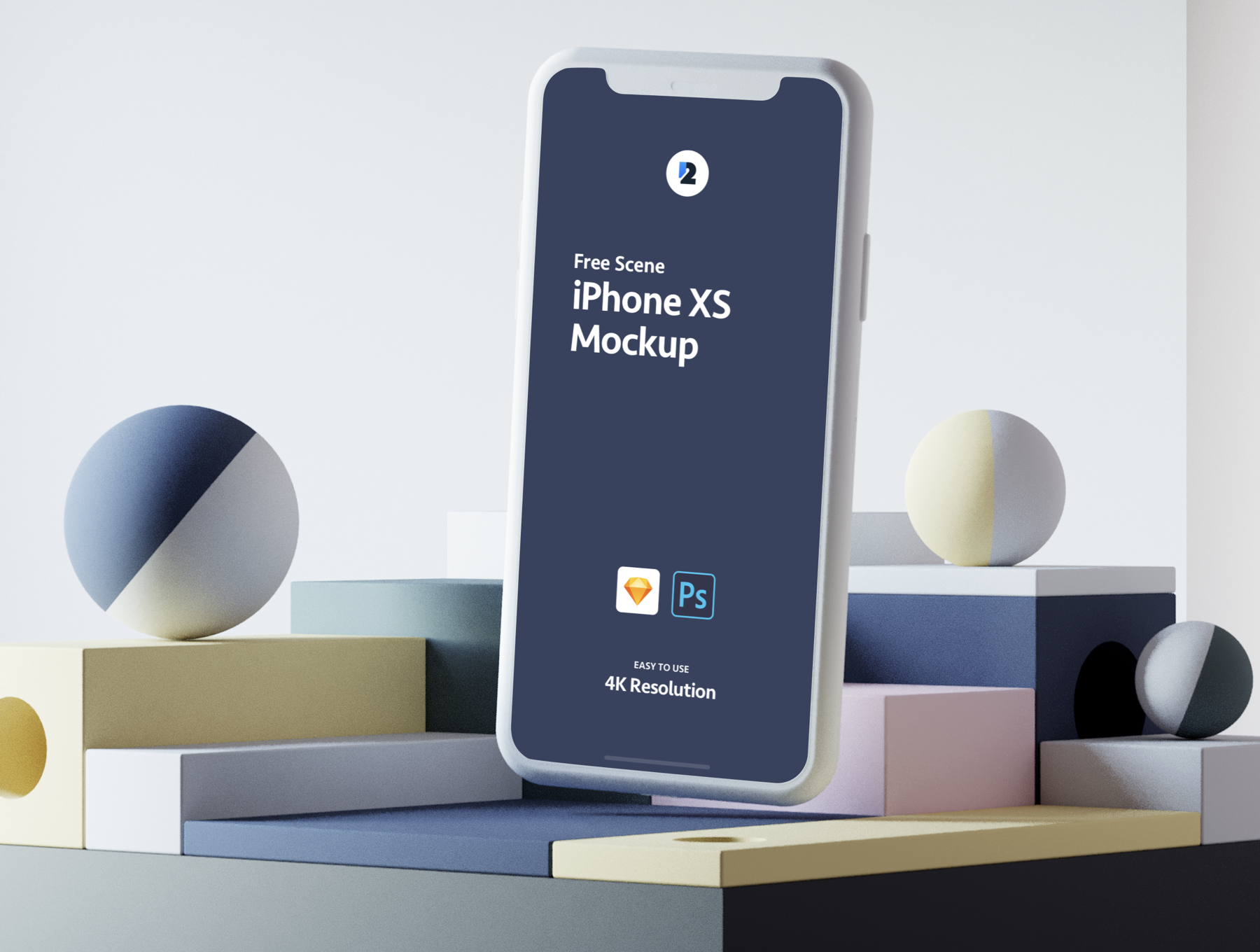 高品质应用程序设计iPhone XS展示样机 iPhone XS Scene Mockup 01_img_2