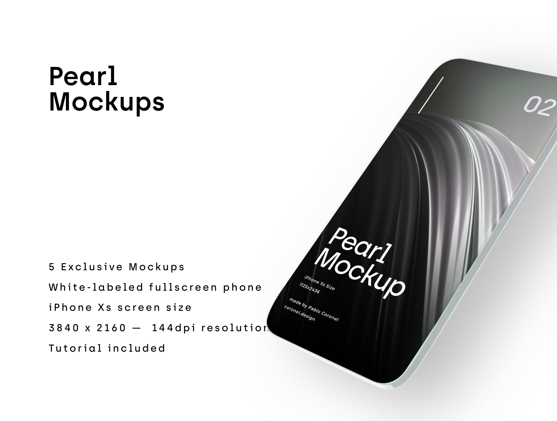 未来派全屏APP UI设计手机展示样机PSD模板 Pearl Phone Mockups_img_2