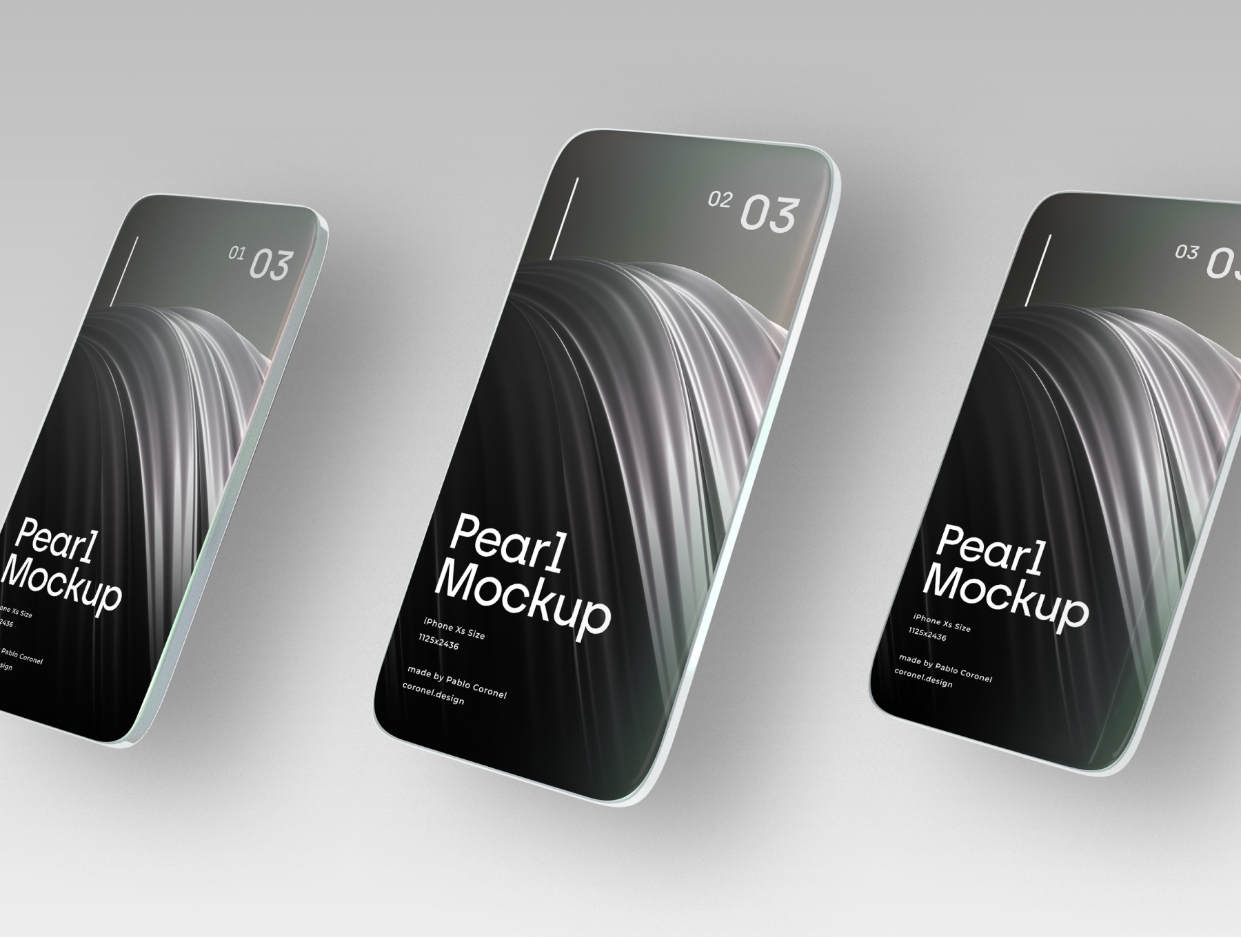 未来派全屏APP UI设计手机展示样机PSD模板 Pearl Phone Mockups_img_2