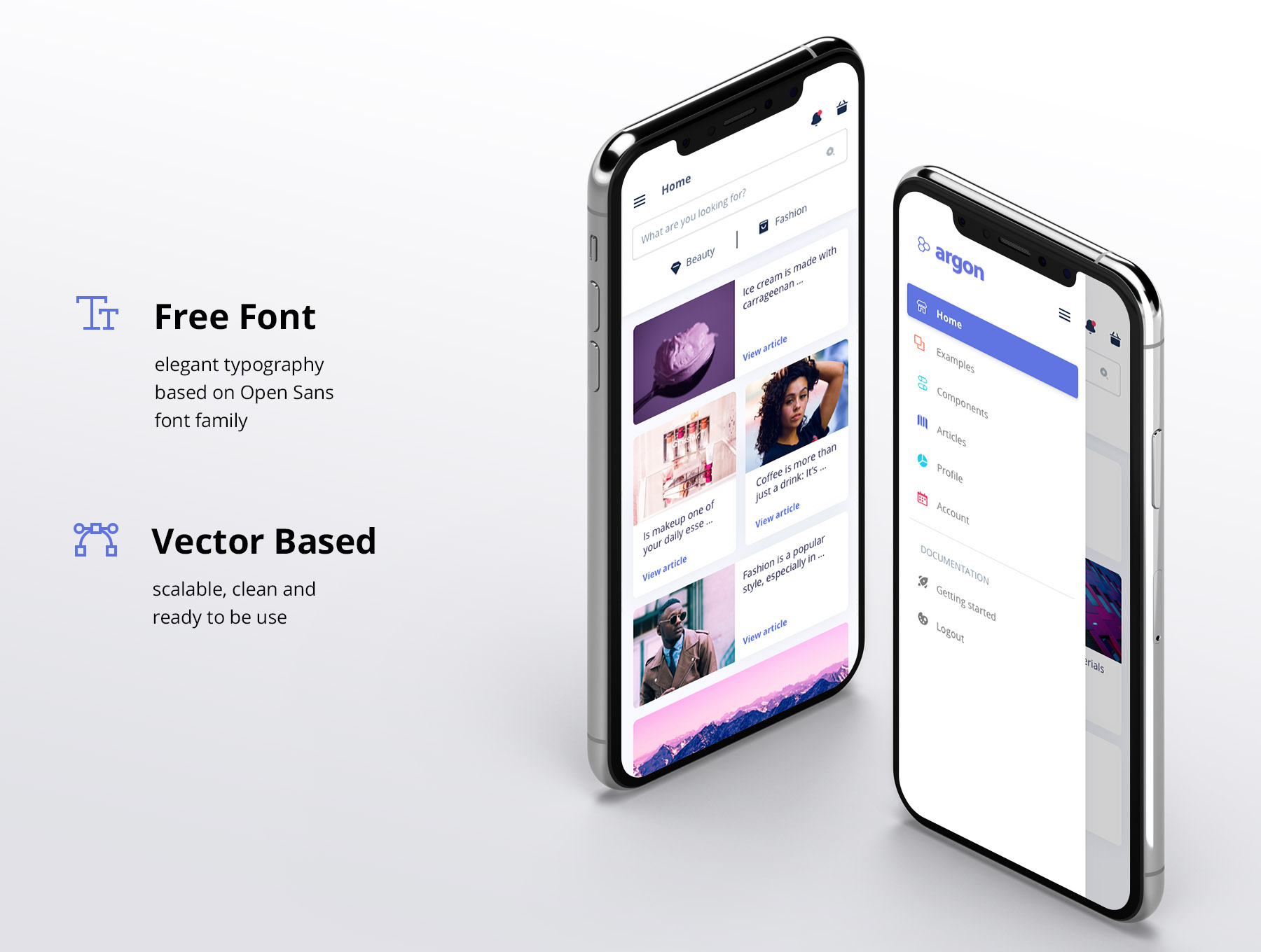 极简主义个人博客社交APP UI套件 Argon Mobile UI Kit_img_2