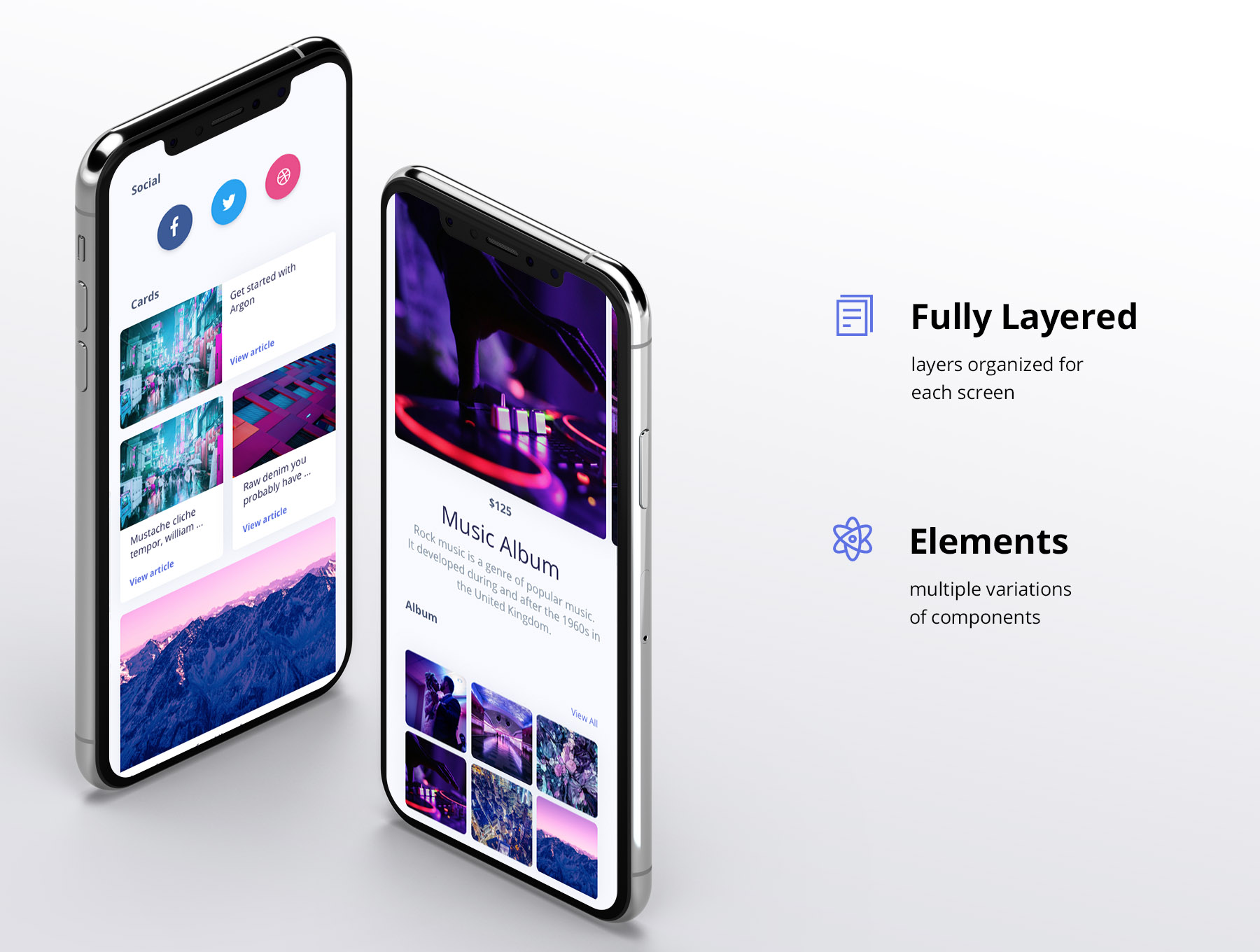 极简主义个人博客社交APP UI套件 Argon Mobile UI Kit_img_2