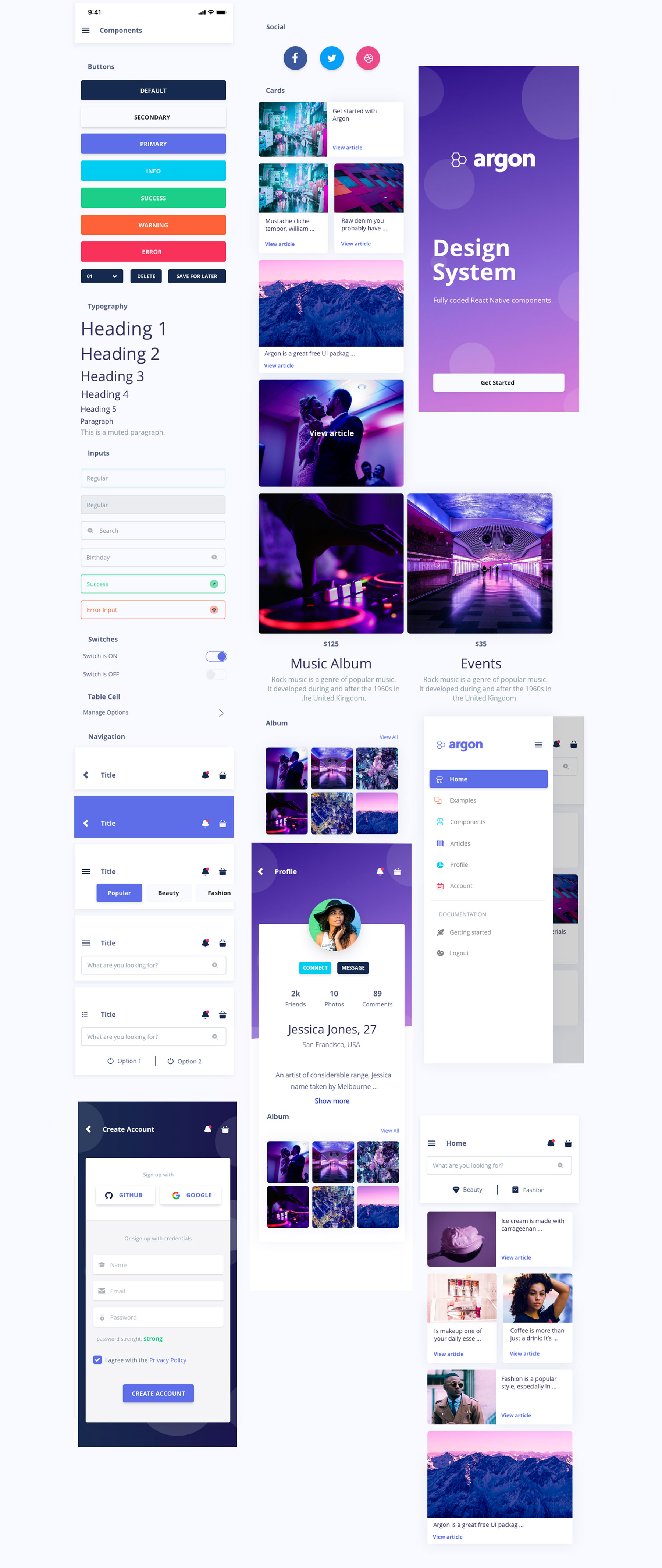 极简主义个人博客社交APP UI套件 Argon Mobile UI Kit_img_2