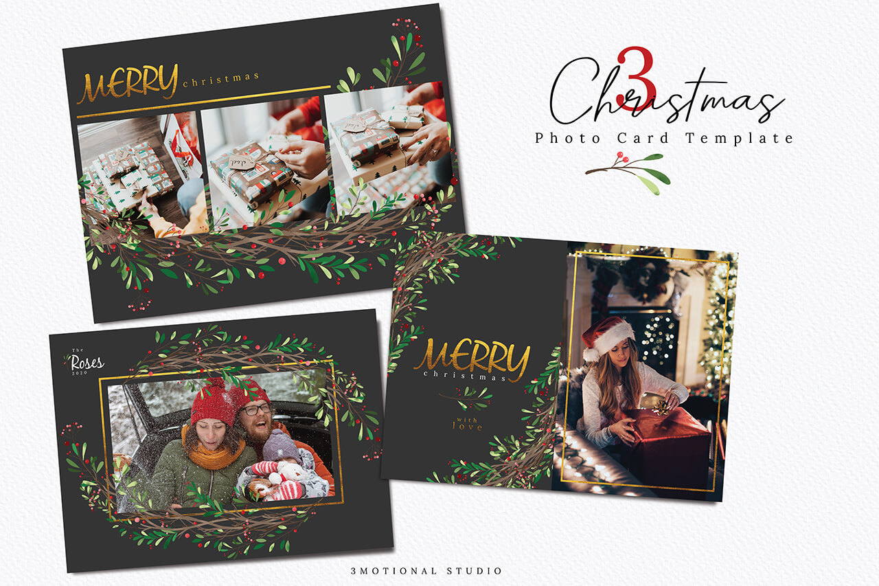 色彩缤纷圣诞节聚会写真卡PSD模板 Christmas Photo Card Template_img_2