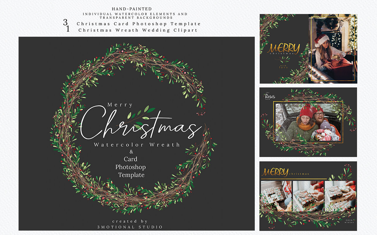 色彩缤纷圣诞节聚会写真卡PSD模板 Christmas Photo Card Template_img_2