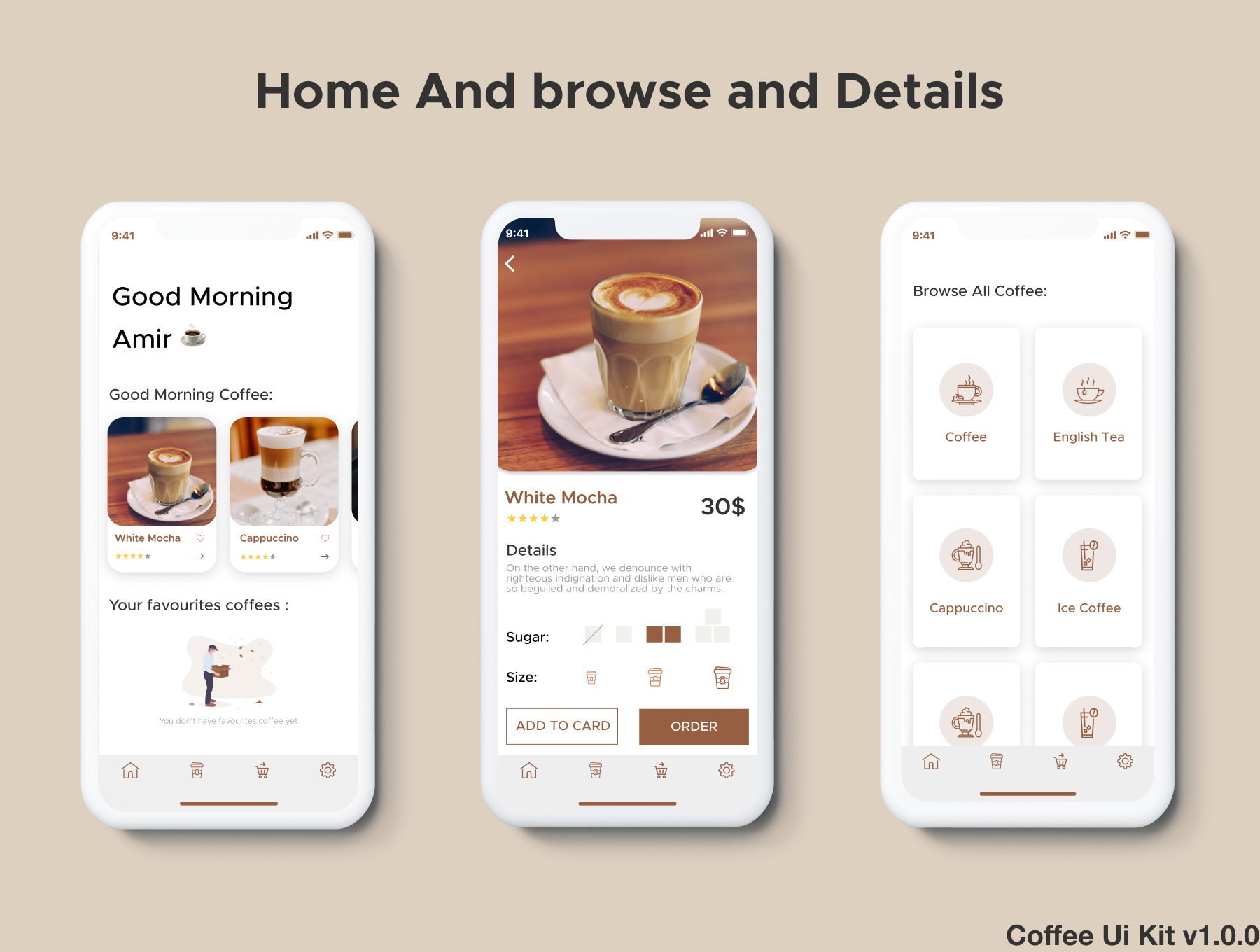 现代经典的咖啡在线订购iOS APP UI套件 Coffee Mix Ui kit_img_2