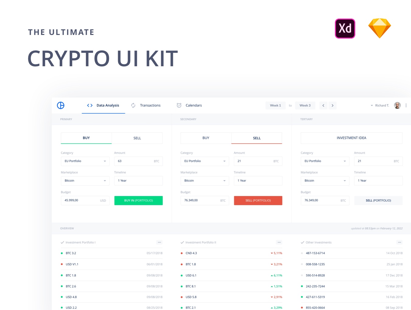 48个货币股票仪表板&股票管理后台PC Web UI套件 Crypto Web UI Kit_img_2