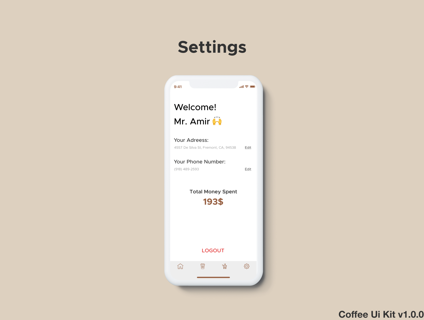 现代经典的咖啡在线订购iOS APP UI套件 Coffee Mix Ui kit_img_2