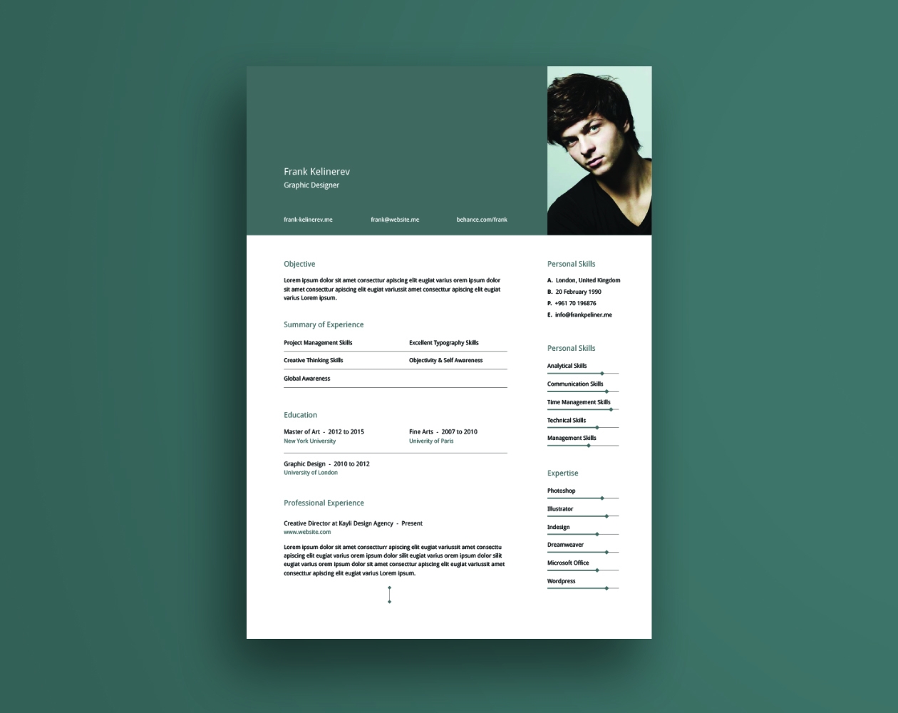 创意简洁的个人简历AI模板 Creative Resume Template_img_2