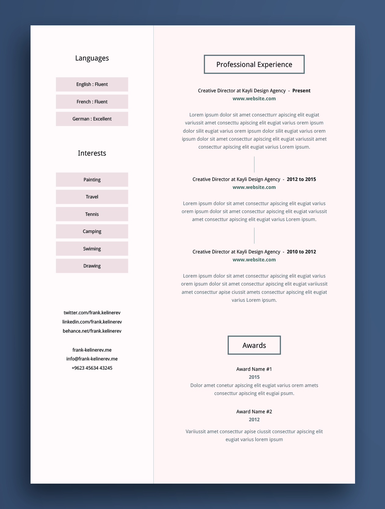 简约高级专业简历&求职信AI模板 Professional Resume Cv Template_img_2