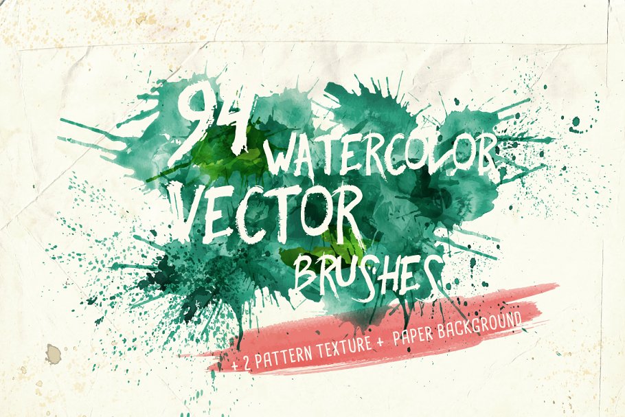 94款手绘水彩矢量艺术笔刷背景纹理 Watercolor Vector Art Brushes_img_2