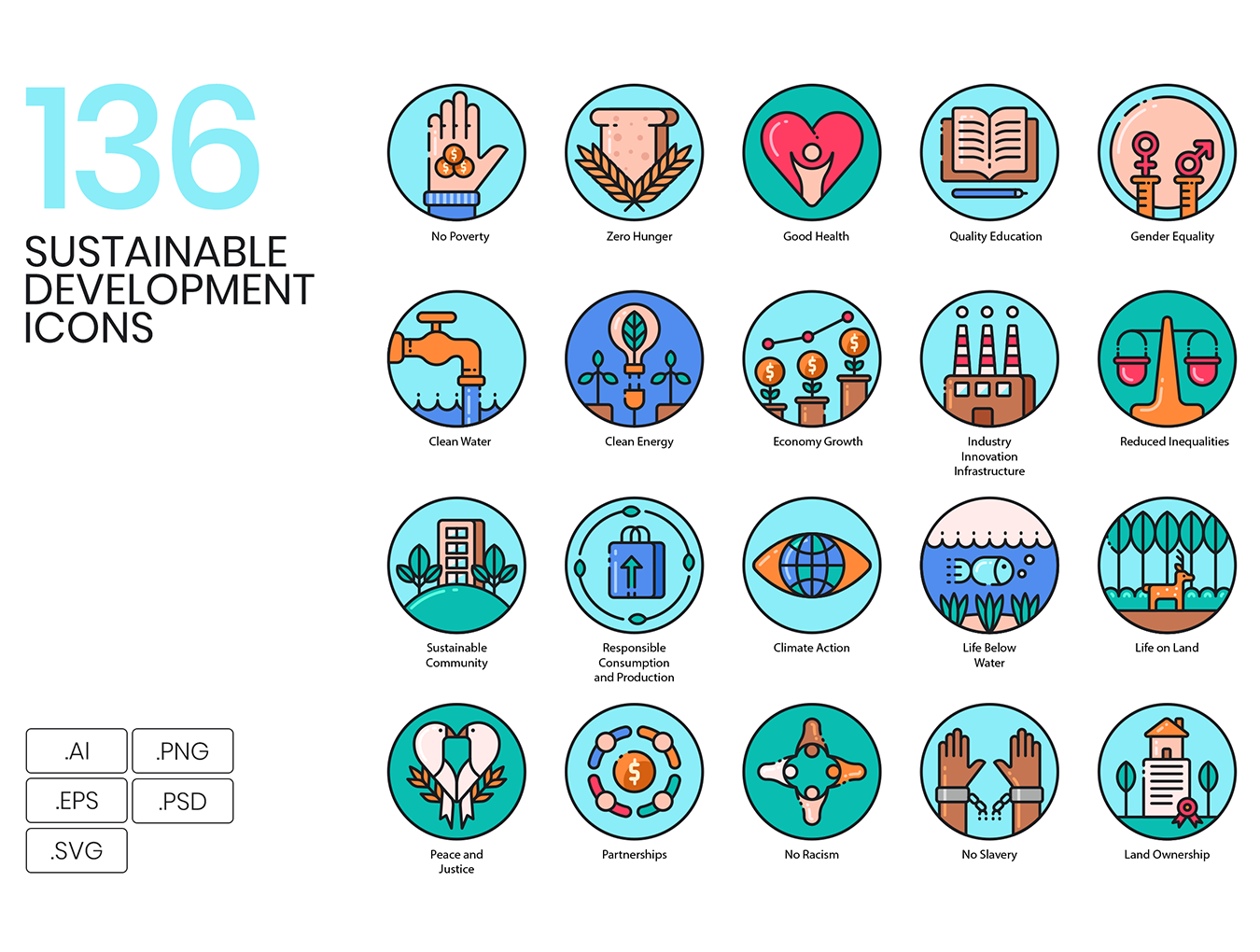 136可持续发展环境卫生矢量图标 136 Sustainable Dev. Icons_img_2