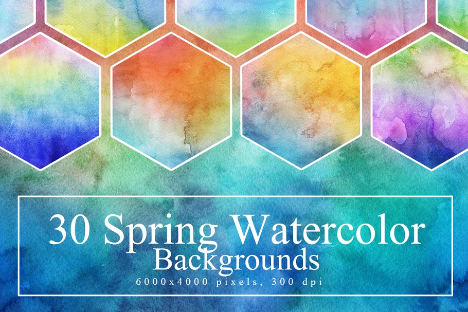 30个可爱的手绘春季水彩背景纹理 30 Spring Watercolor Backgrounds_img_2