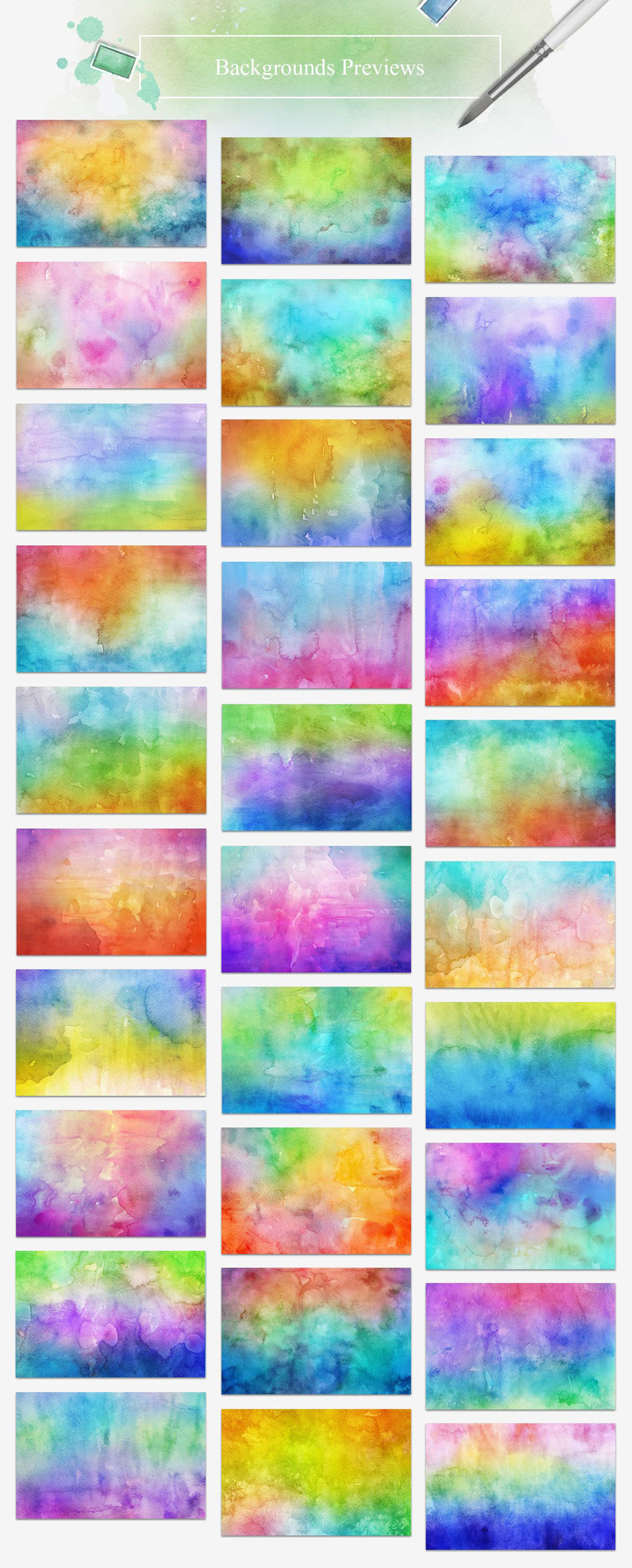 30个可爱的手绘春季水彩背景纹理 30 Spring Watercolor Backgrounds_img_2