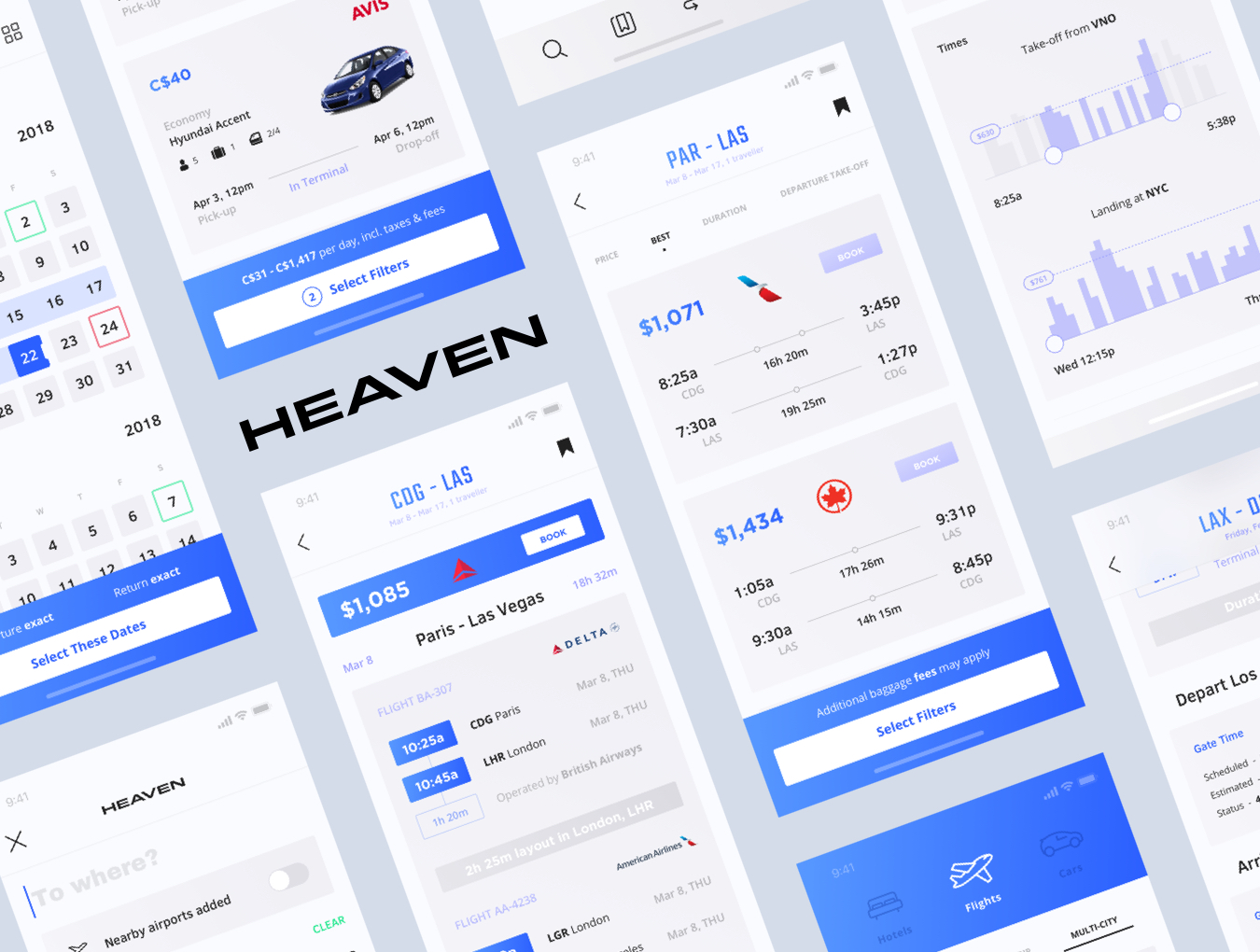 精选免费令人印象深刻的旅行移动应用程序iOS UI套件 Heaven Mobile App UI Kit_img_2