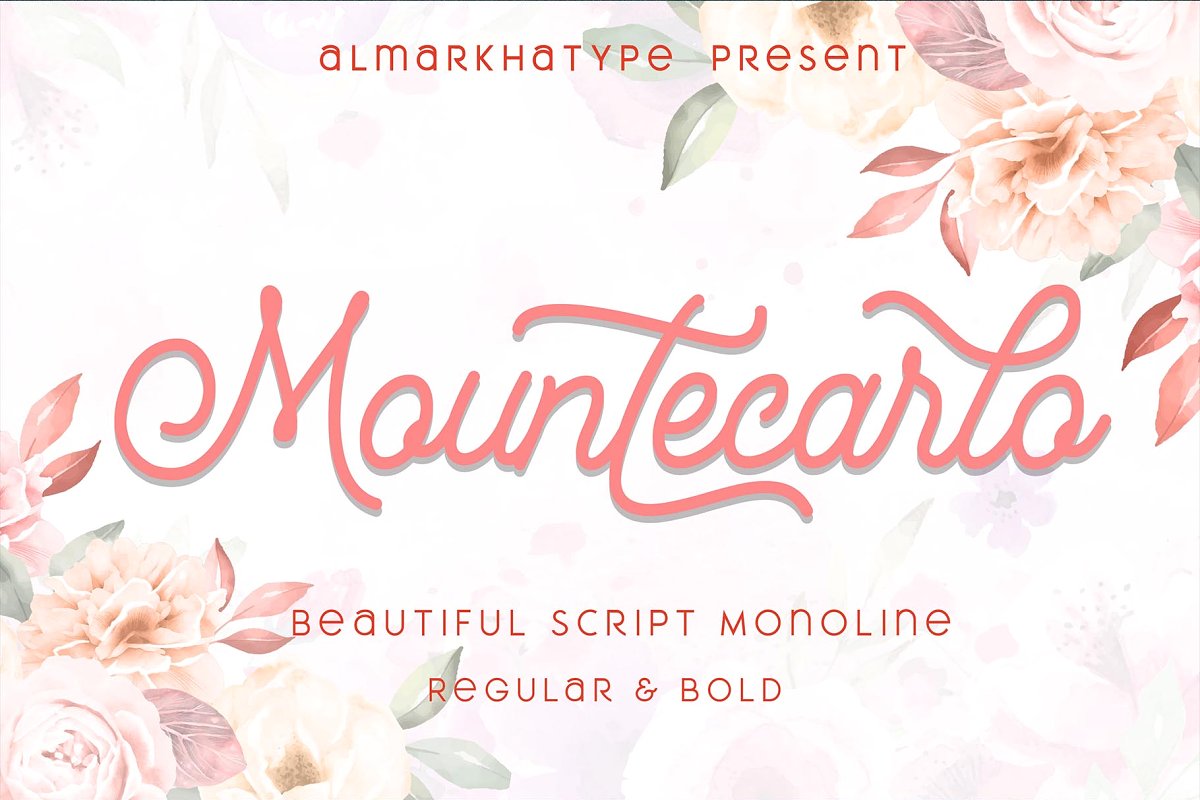 漂亮的单行手写徽标字体下载 Mountecarlo-Beautiful Monoline_img_2