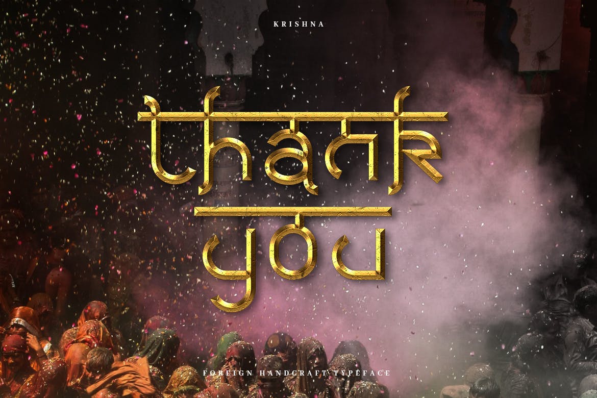 复古印度风衬线英文字体下载 Krishna - Authentic Indian Typeface_img_2
