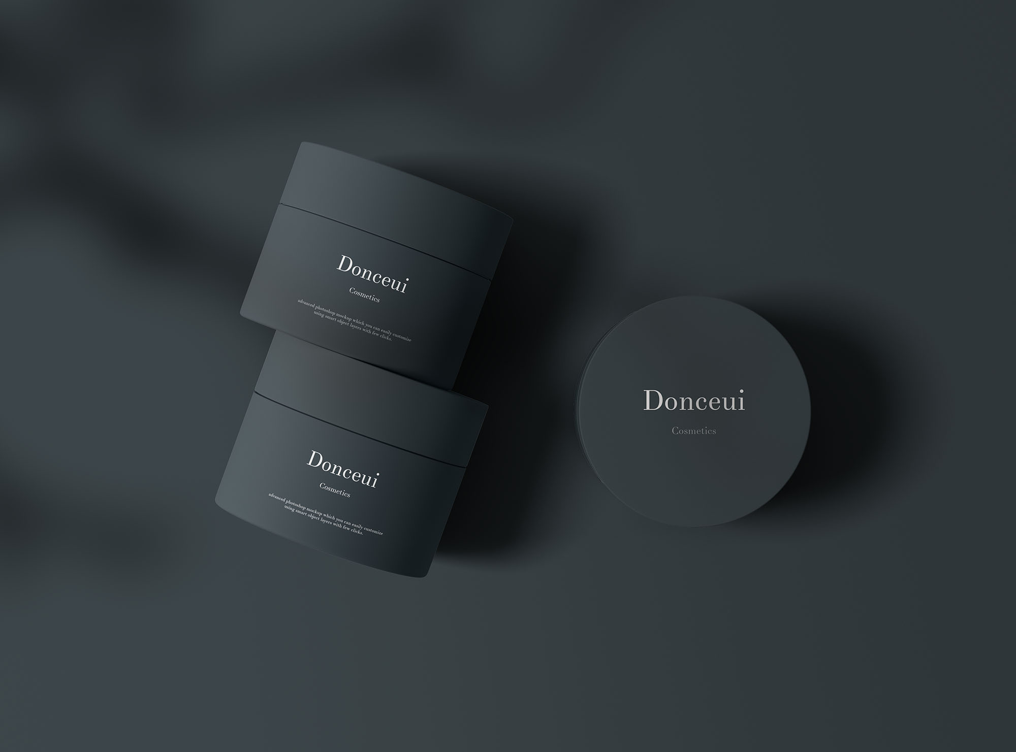 带有阴影覆盖物的化妆品罐样机 Cosmetic Jars Mockup_img_2