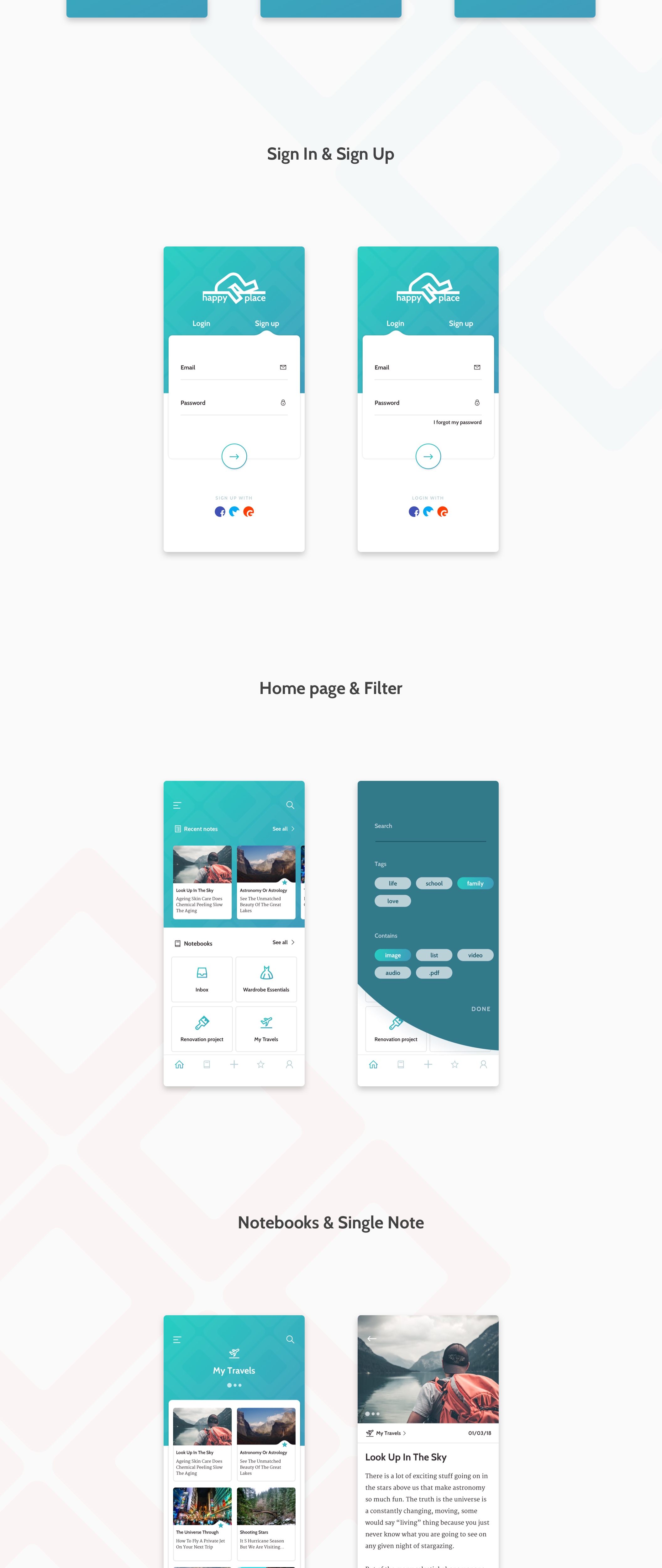 摄影博客私人日记iOS APP UI套件 Happy Place UI Kit_img_2