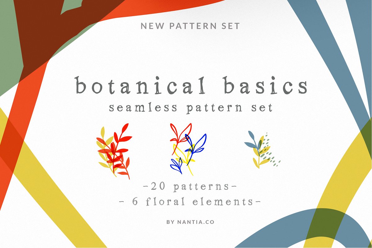 20种无缝植物花纹图PNG案集 Botanical Basics Pattern Set_img_2