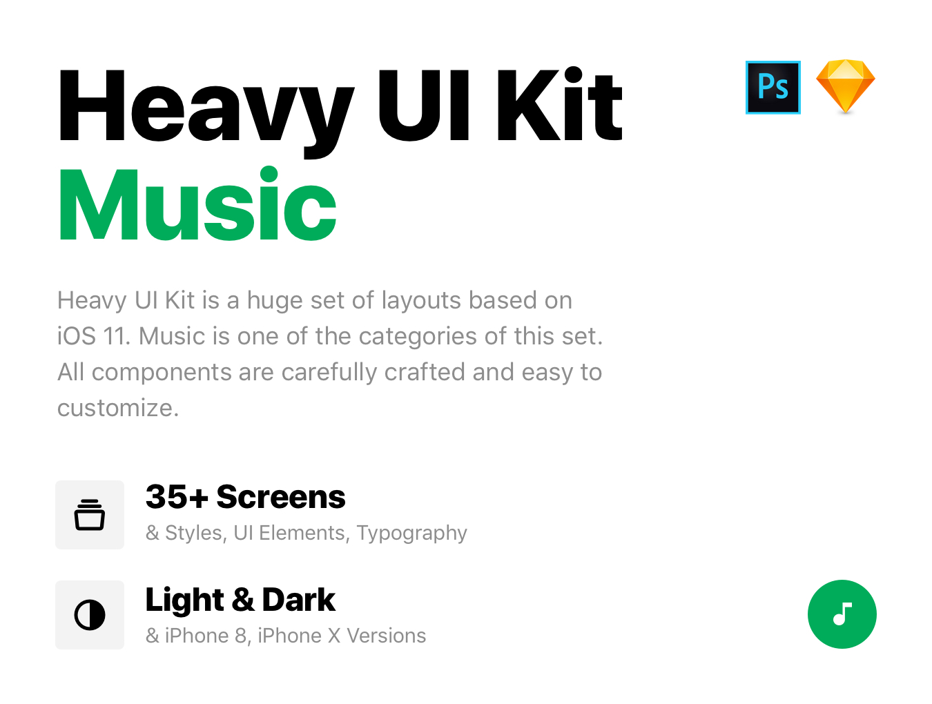 现代时尚iOS音乐APP UI套件  Heavy UI Kit Music_img_2