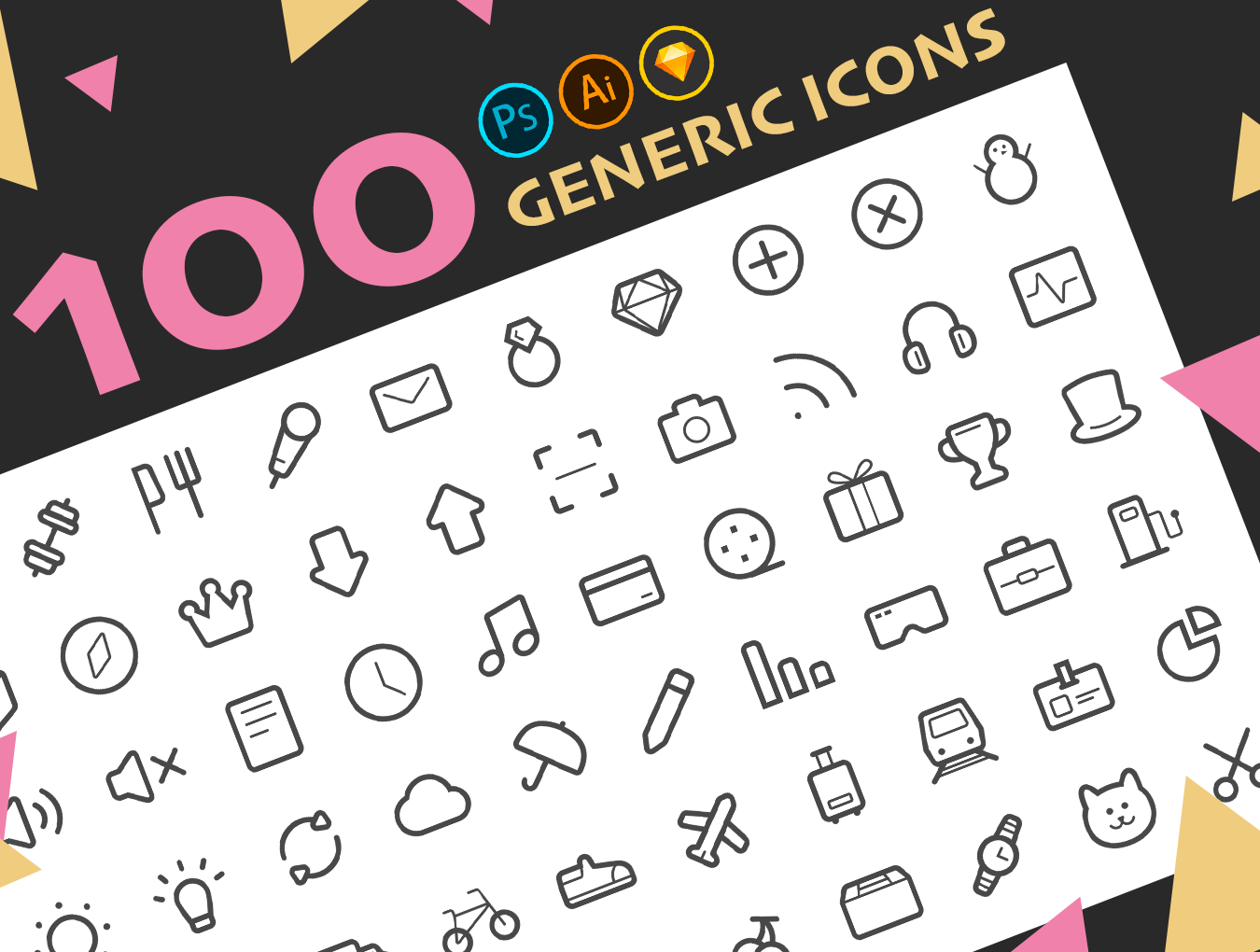 100个具有快速切换样式的通用图标 100 Generic Icons_img_2