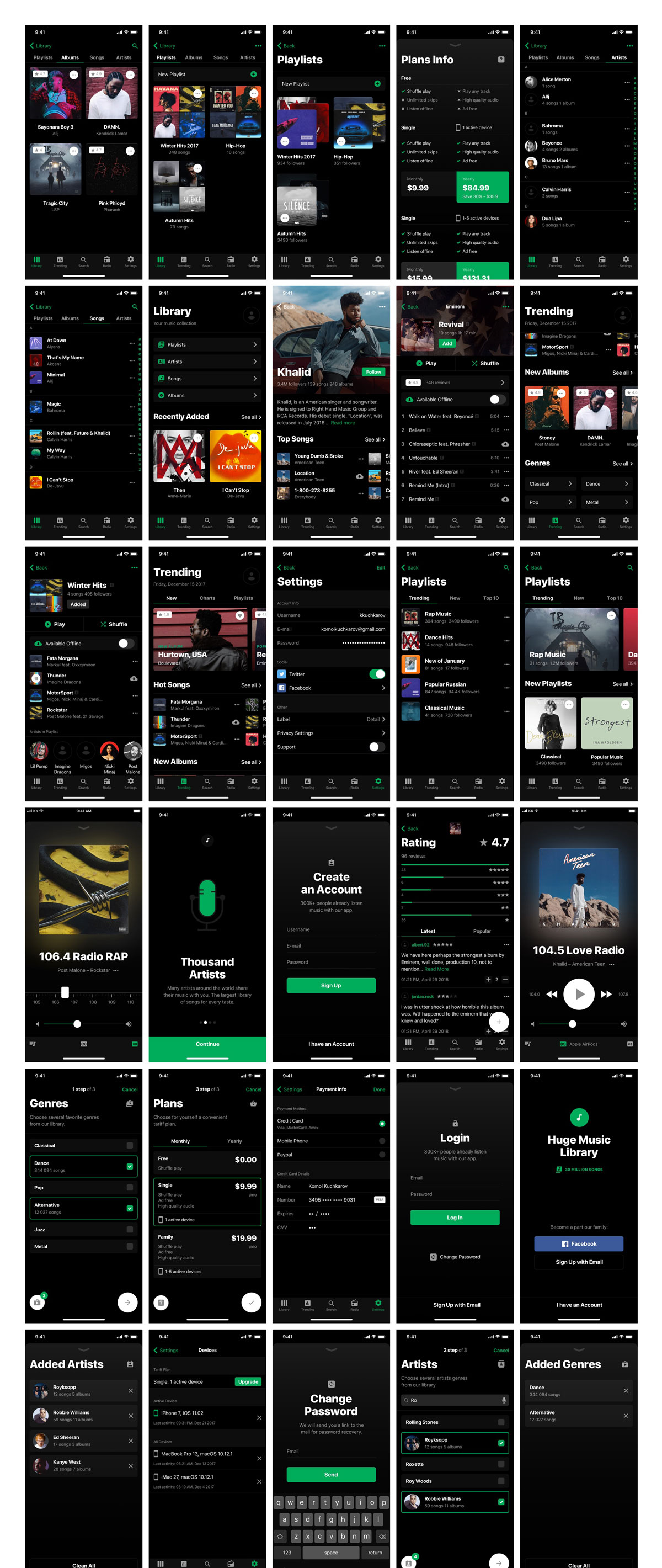 现代时尚iOS音乐APP UI套件  Heavy UI Kit Music_img_2