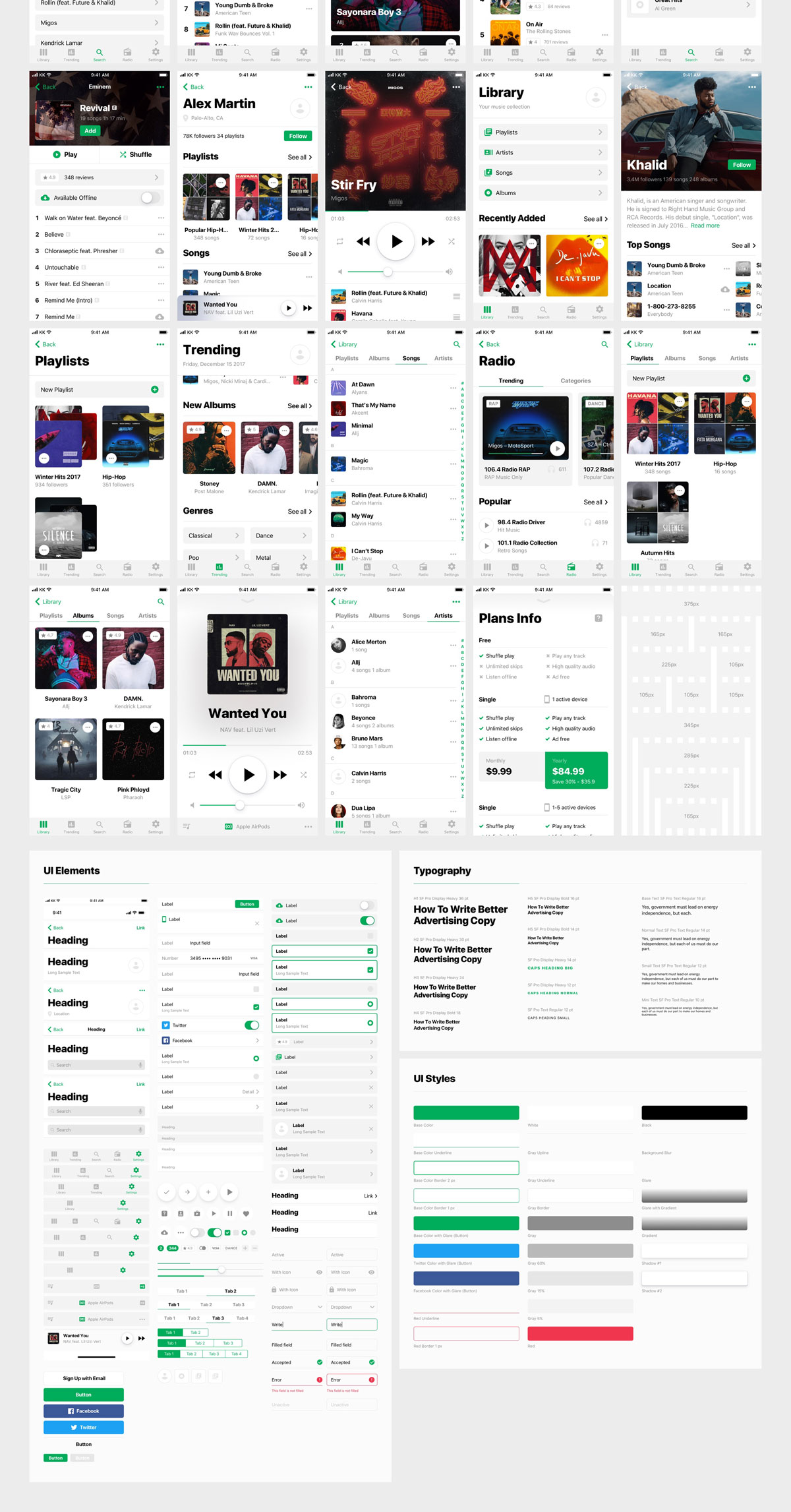 现代时尚iOS音乐APP UI套件  Heavy UI Kit Music_img_2