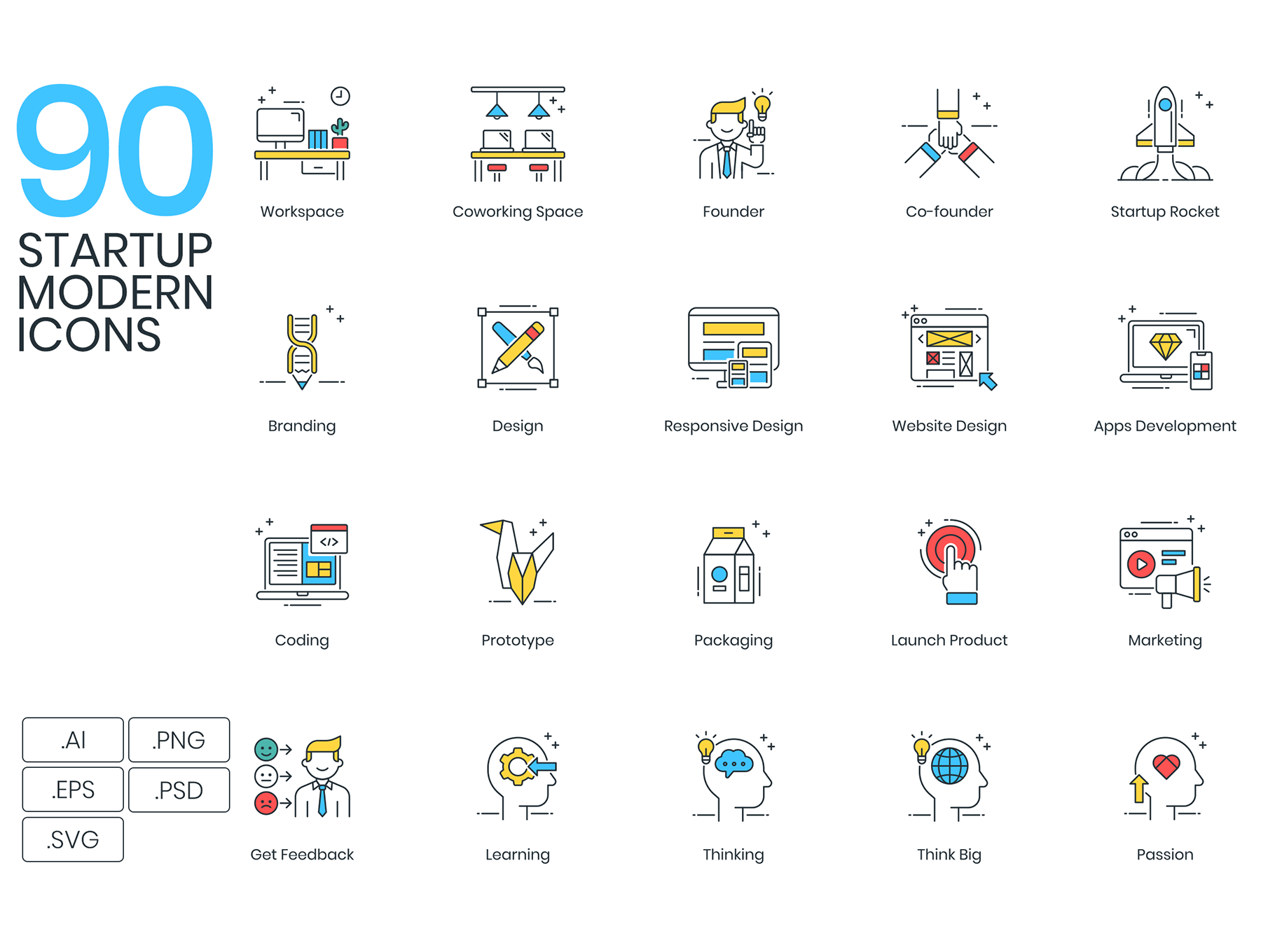 90个现代移动网络科技矢量图 90 Startup Modern Icons_img_2