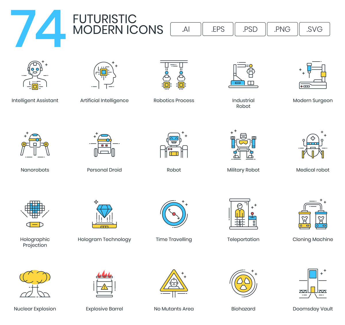 74未来派科幻现代EPS矢量图标 74 Futuristic Modern Icons_img_2