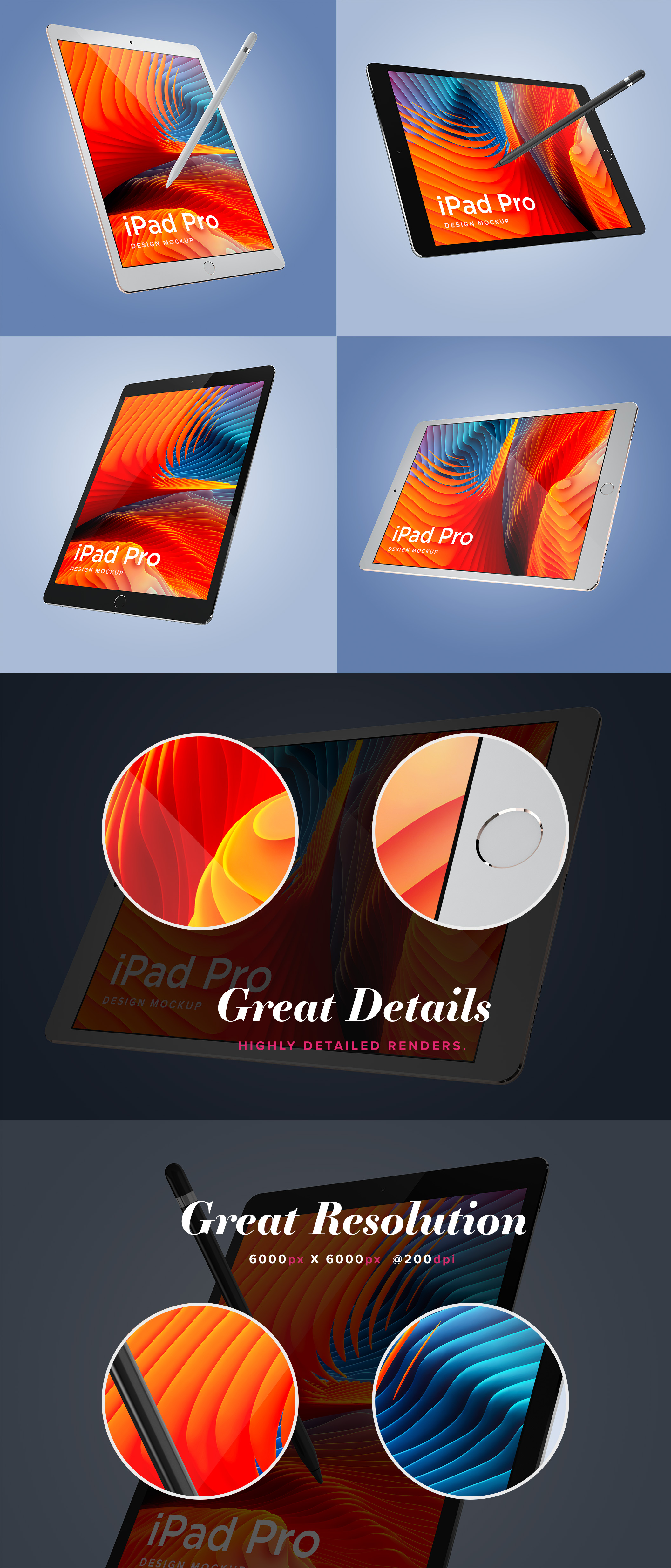 高分辨率iPad Pro模板APP设计展示样机 iPad Design Mockup_img_2